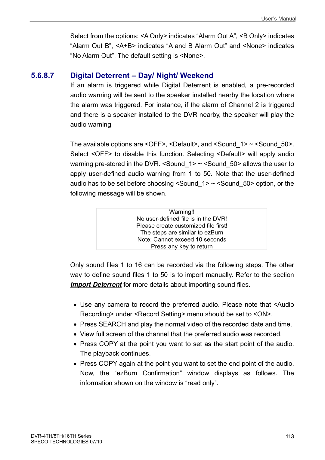 Speco Technologies 8TH, 4TH, 16TH user manual Digital Deterrent Day/ Night/ Weekend 