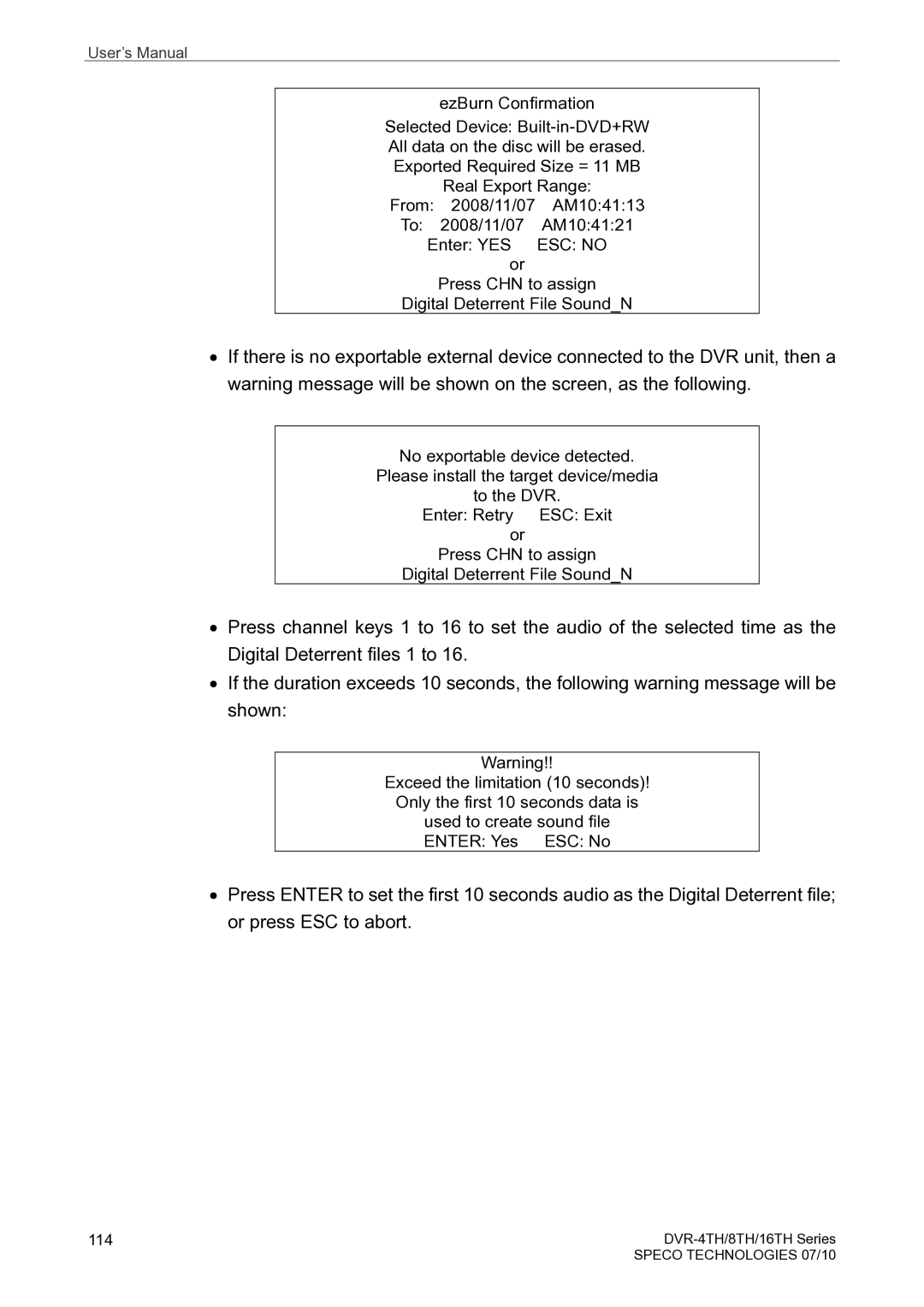 Speco Technologies 4TH, 8TH, 16TH user manual 114 