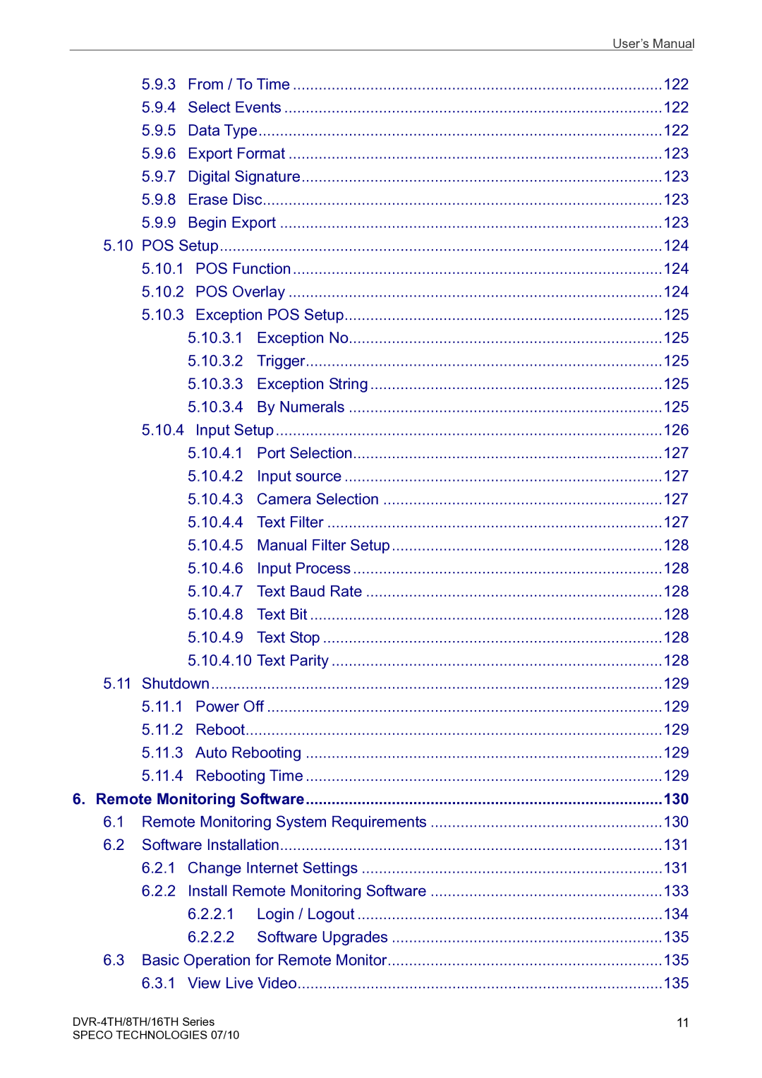 Speco Technologies 8TH, 4TH, 16TH user manual 130 