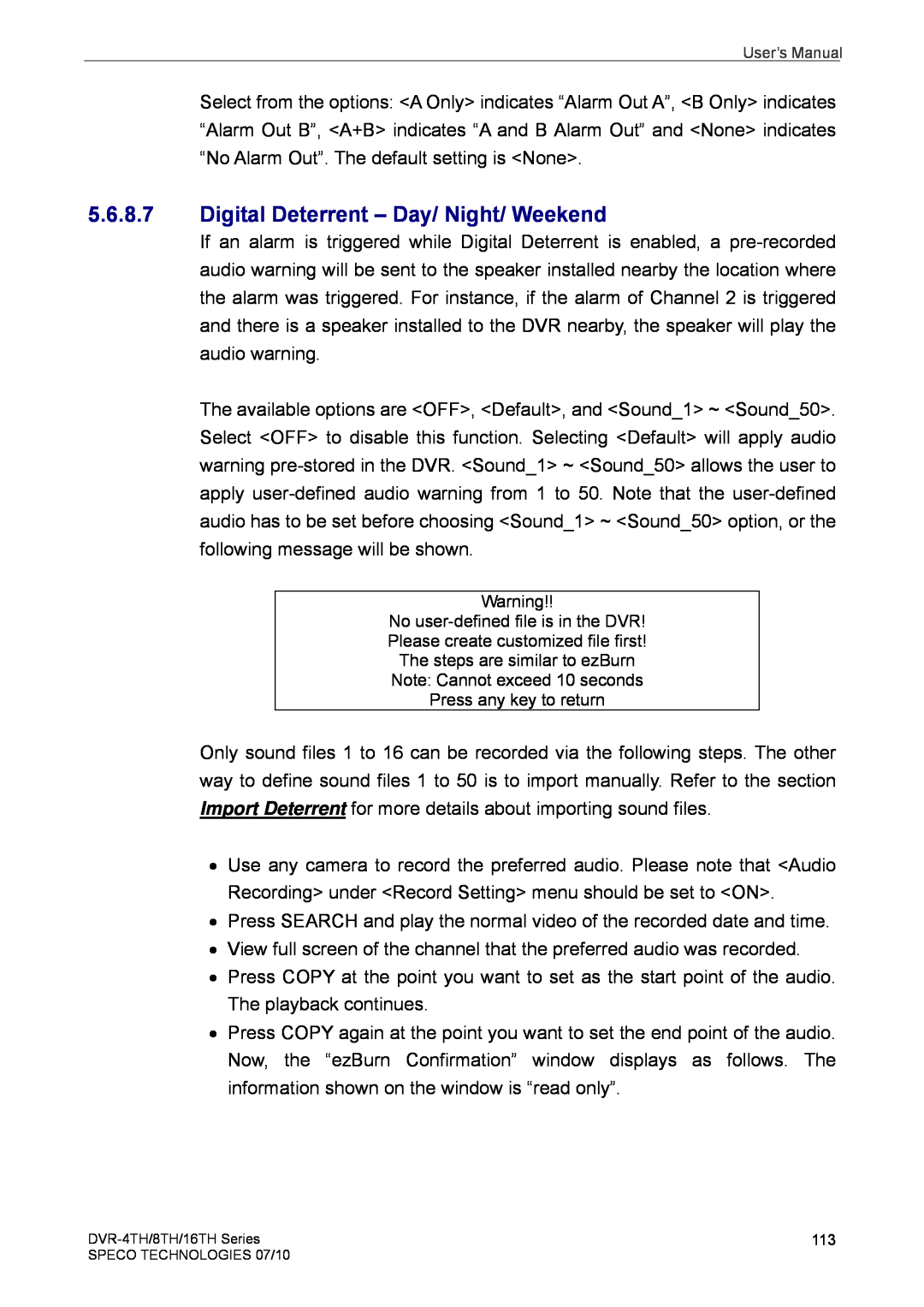 Speco Technologies 8TH, 4TH, 16TH user manual Digital Deterrent - Day/ Night/ Weekend 