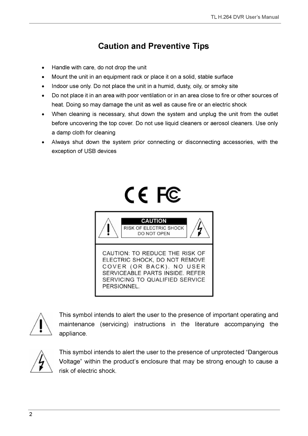 Speco Technologies 16TL, 8TL manual TL H.264 DVR User’s Manual 