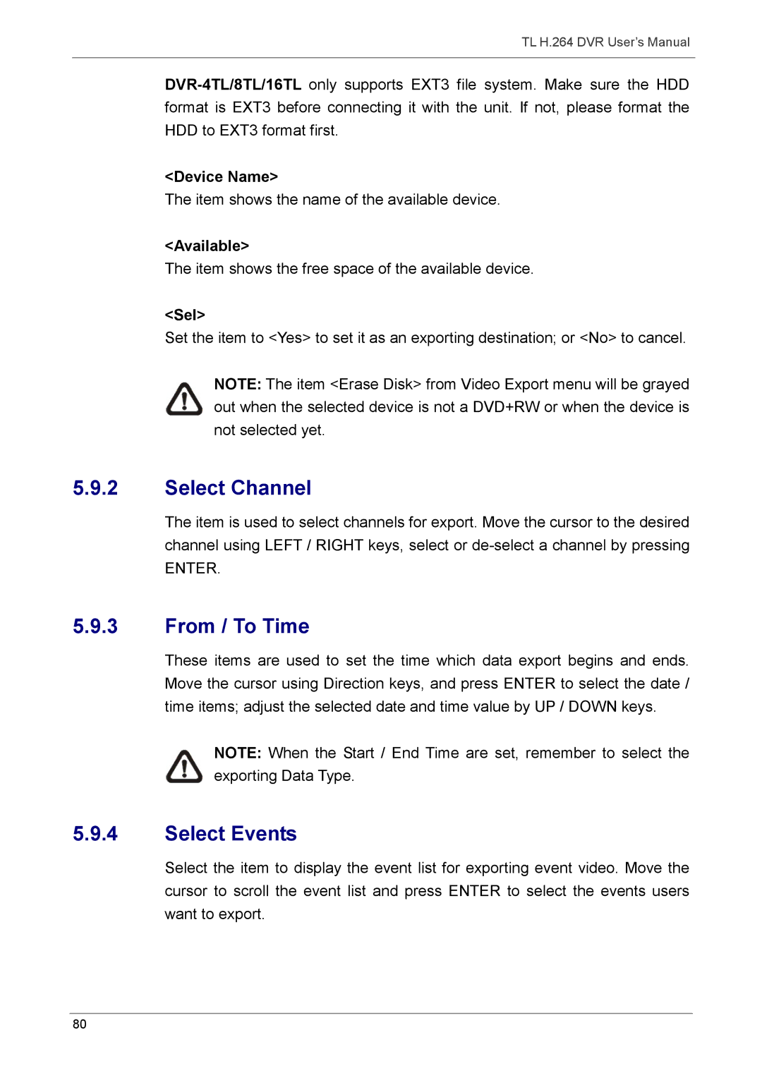 Speco Technologies 16TL, 8TL manual Select Channel, From / To Time, Select Events 