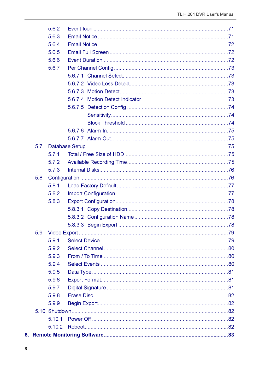 Speco Technologies 16TL, 8TL manual 7.6, 7.7, Database Setup, Copy Destination 3.2, 10.1, 10.2 