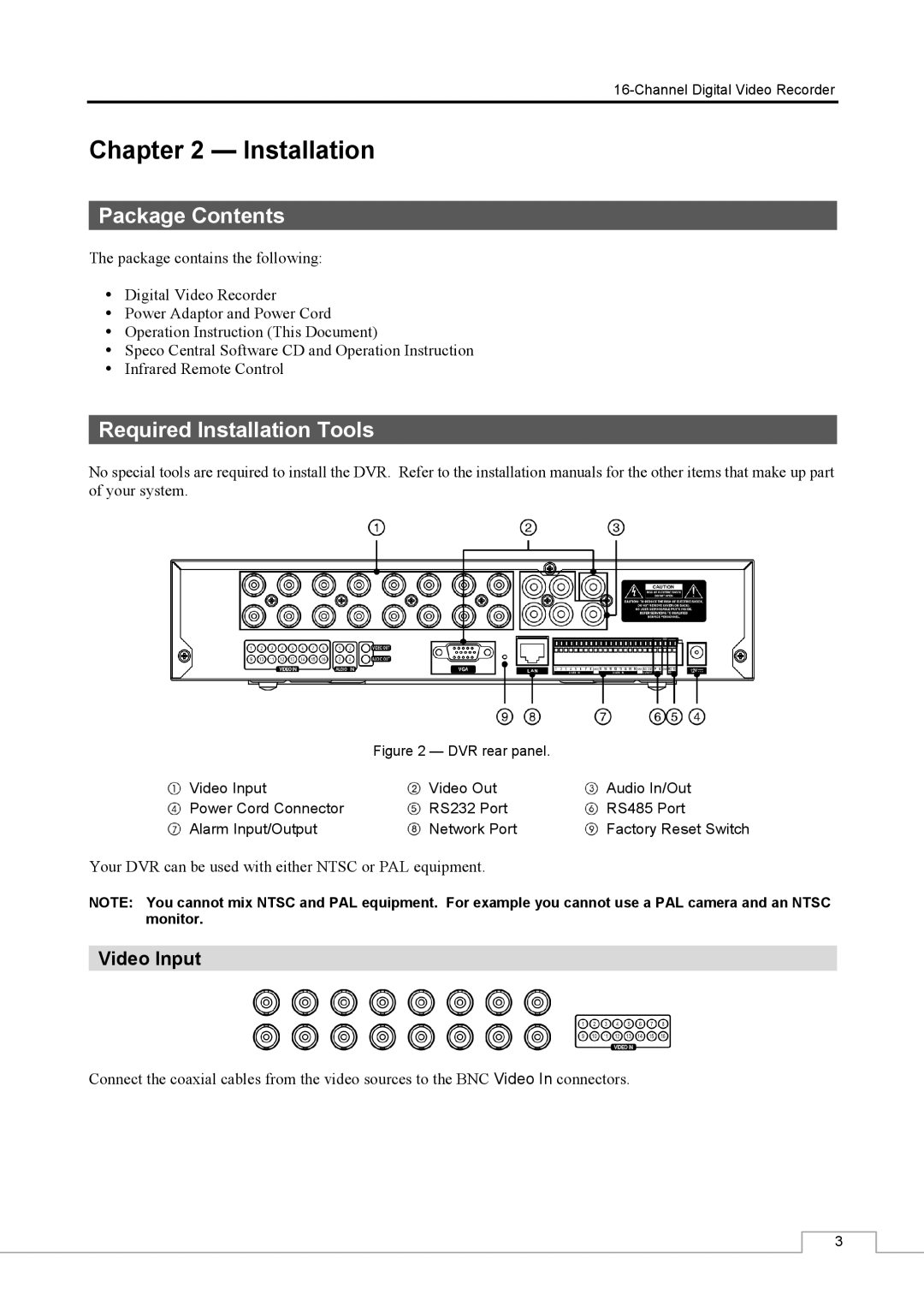 Speco Technologies CS16 manual Package Contents, Required Installation Tools 