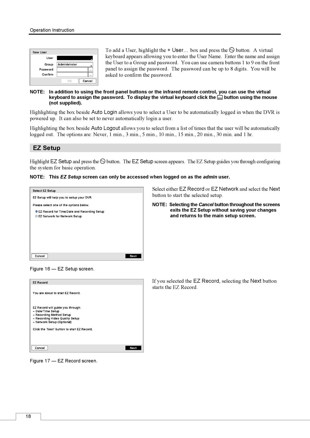 Speco Technologies CS16 manual EZ Setup screen 