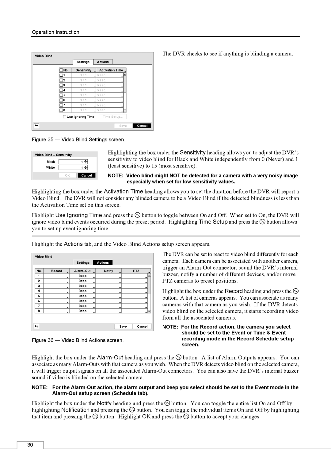 Speco Technologies CS16 manual DVR checks to see if anything is blinding a camera 