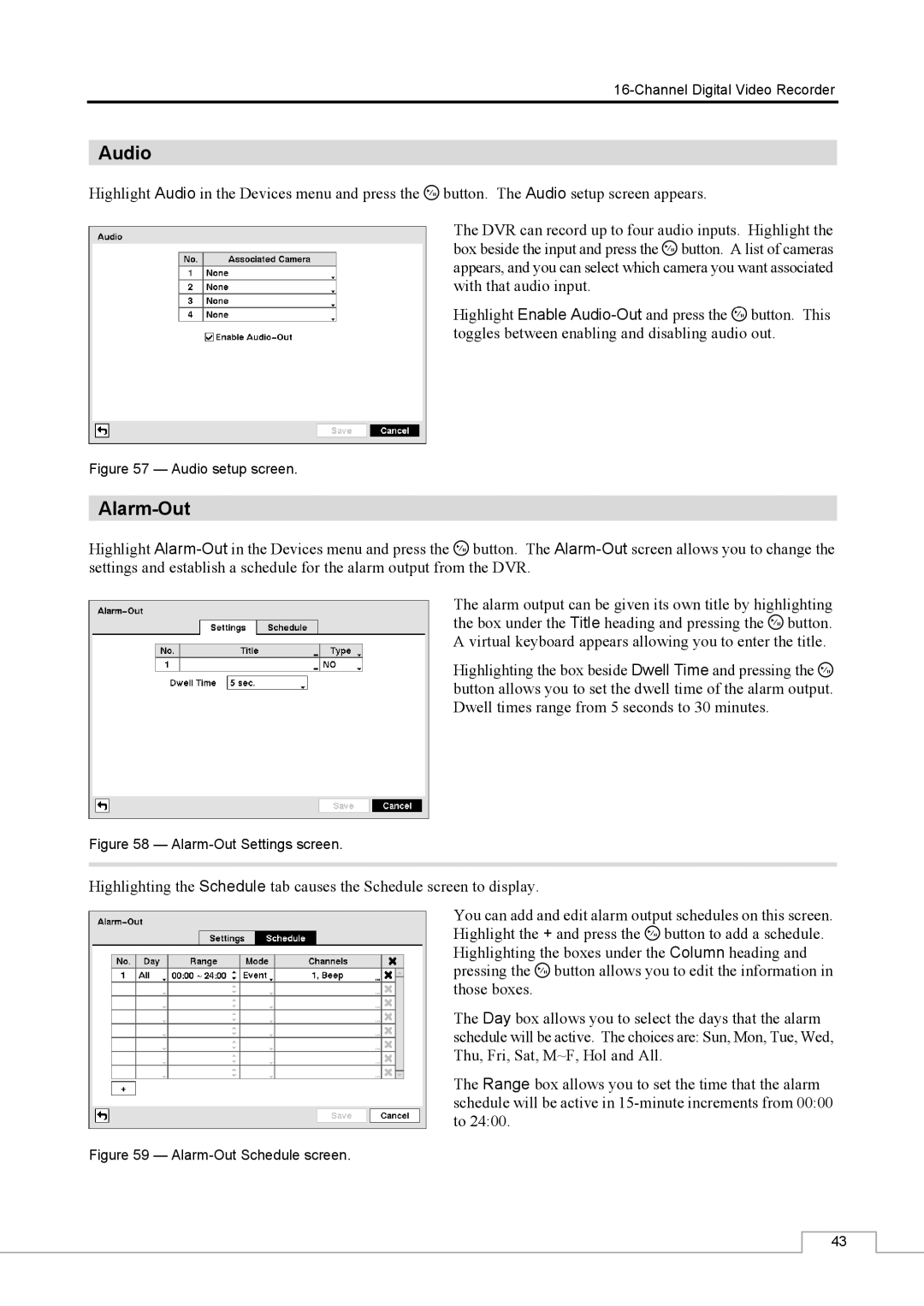 Speco Technologies CS16 manual Audio, Alarm-Out 