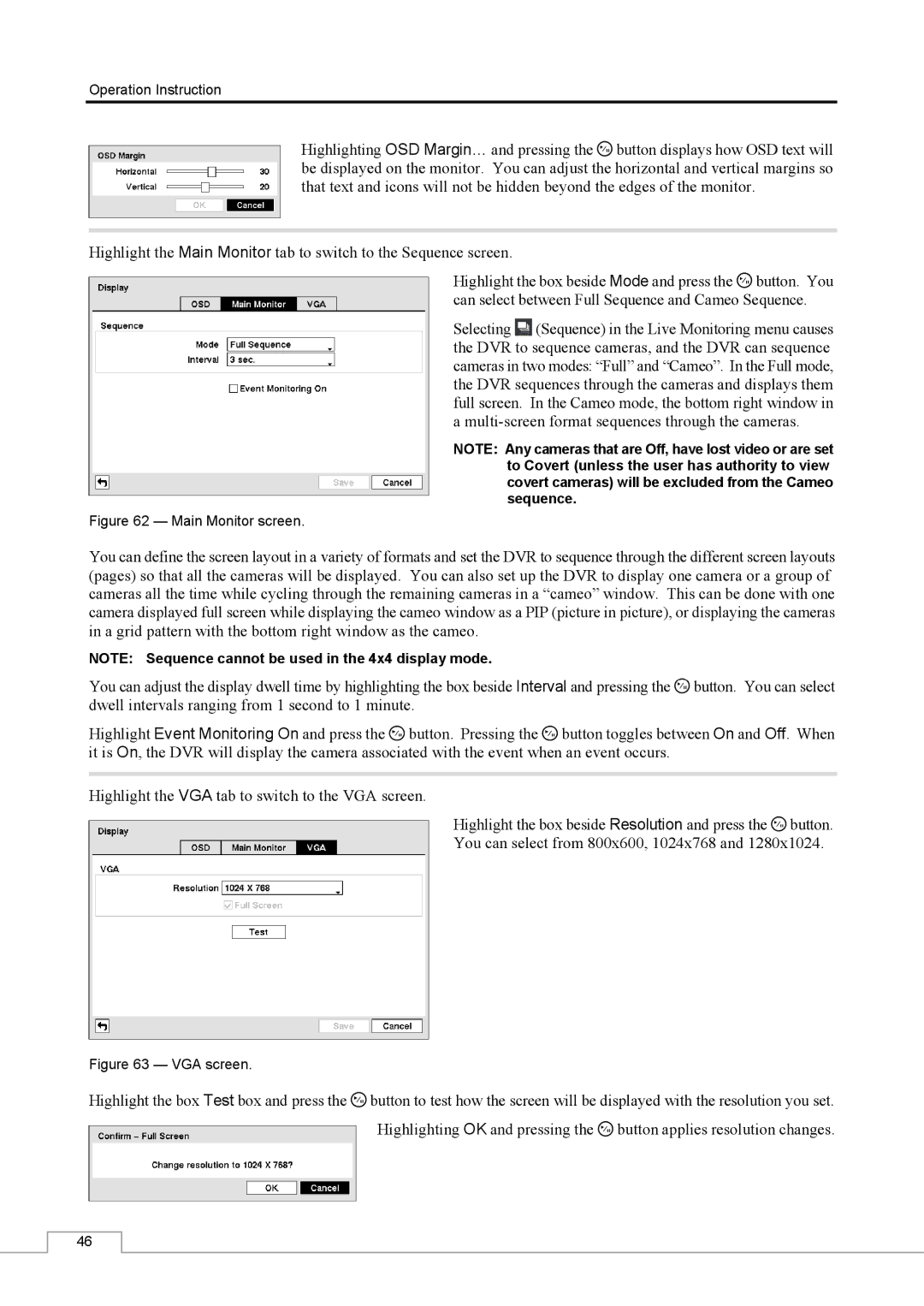 Speco Technologies CS16 manual Main Monitor screen 