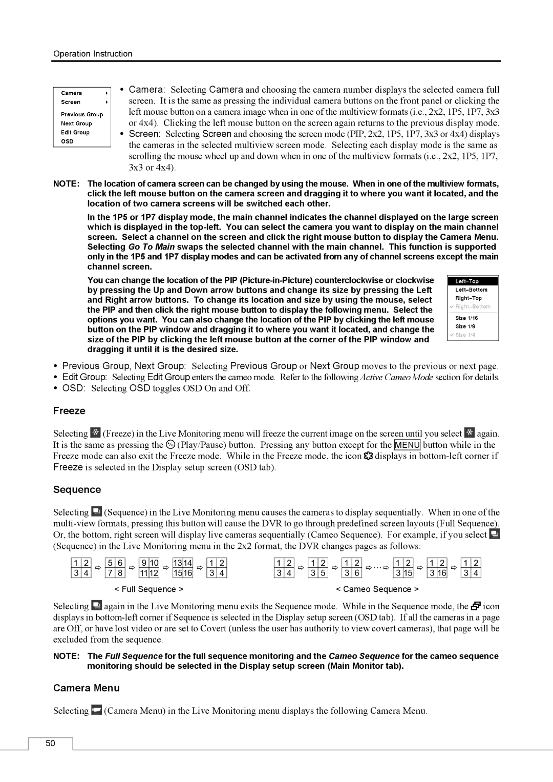 Speco Technologies CS16 manual Freeze 