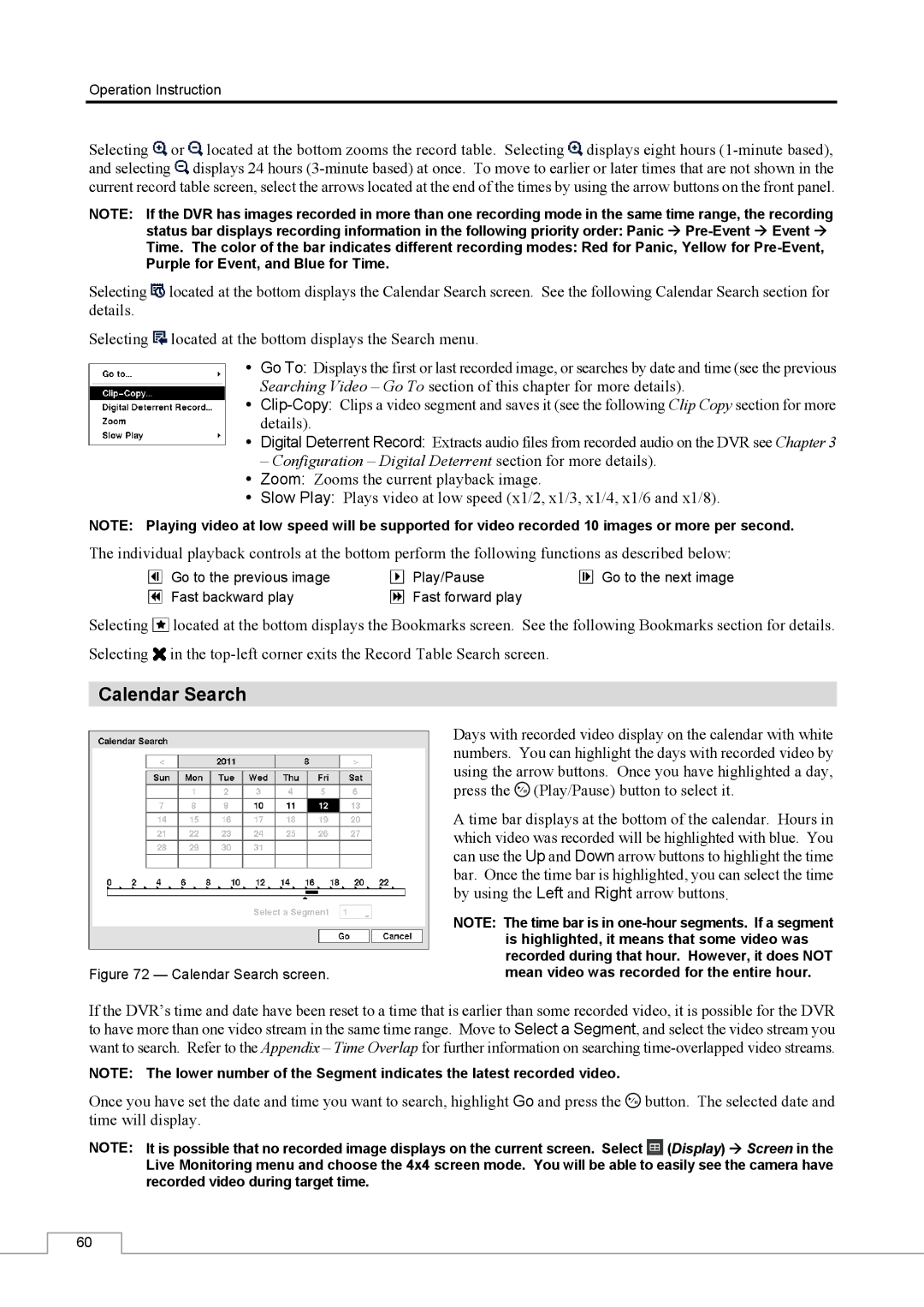 Speco Technologies CS16 manual Calendar Search, Configuration Digital Deterrent section for more details 