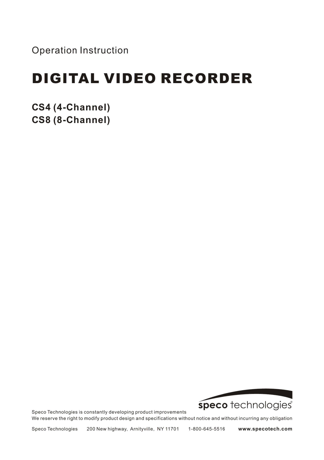 Speco Technologies CS4, CS8 manual 