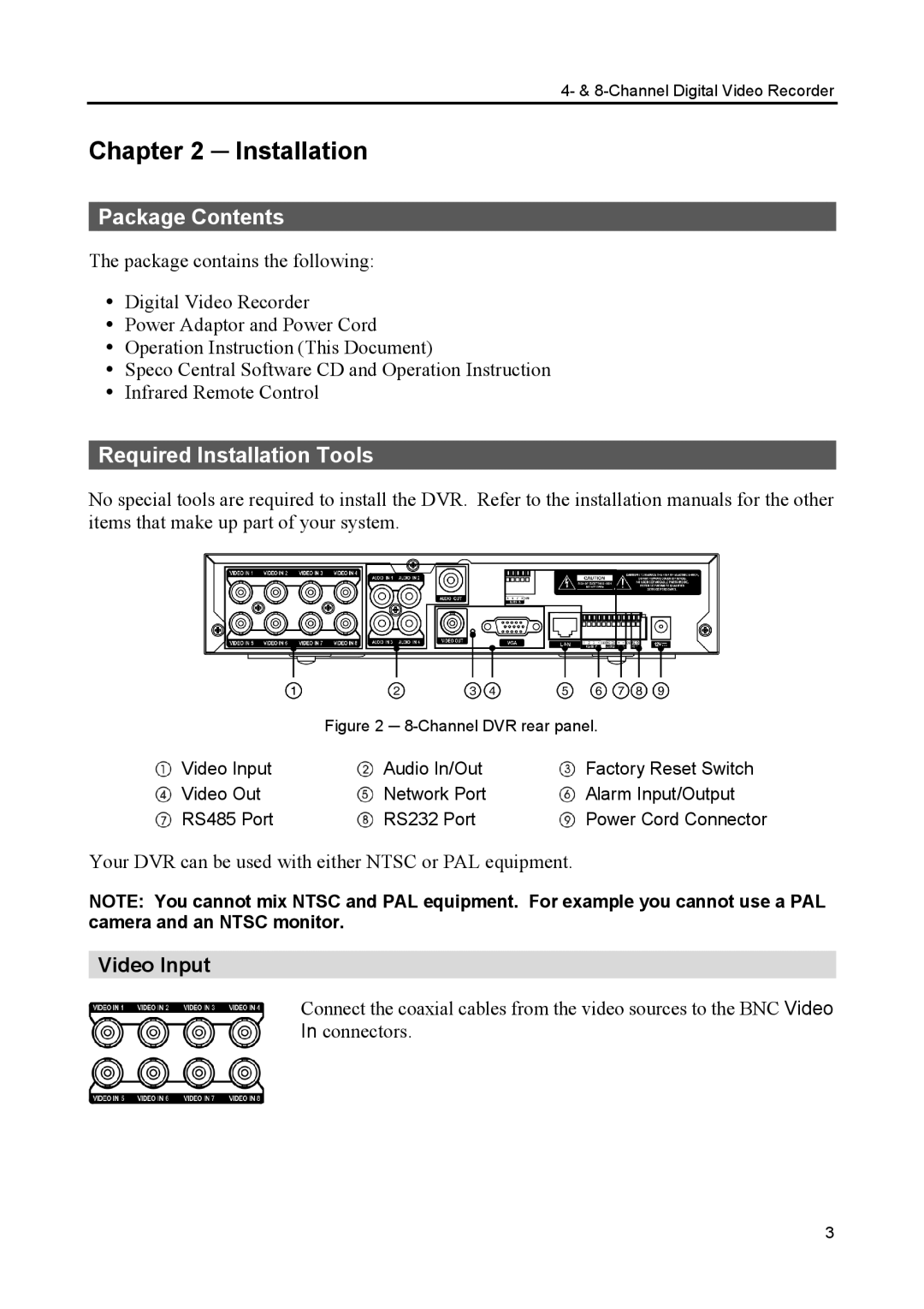 Speco Technologies CS4, CS8 manual Package Contents, Required Installation Tools 