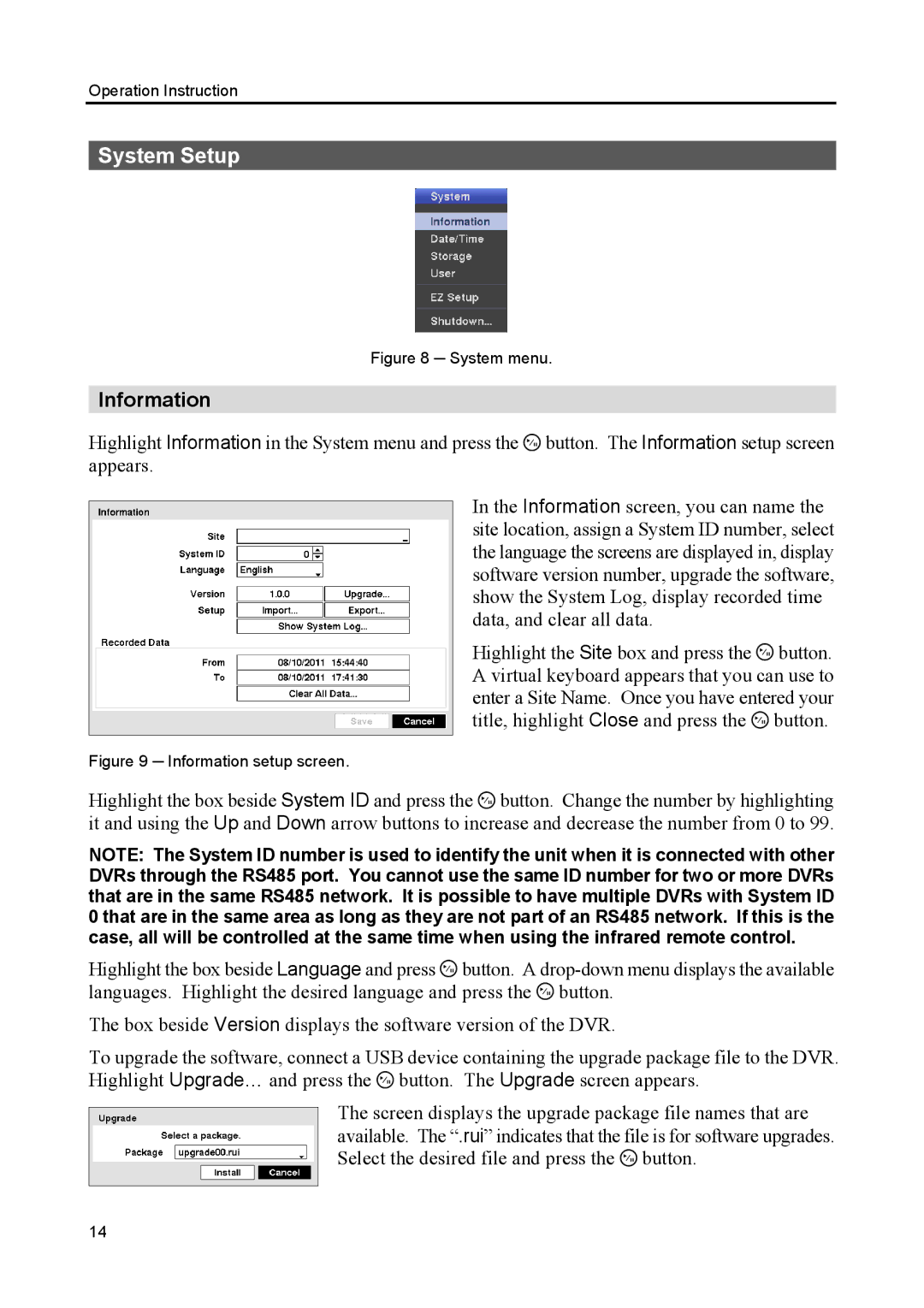 Speco Technologies CS8, CS4 manual System Setup, Information 