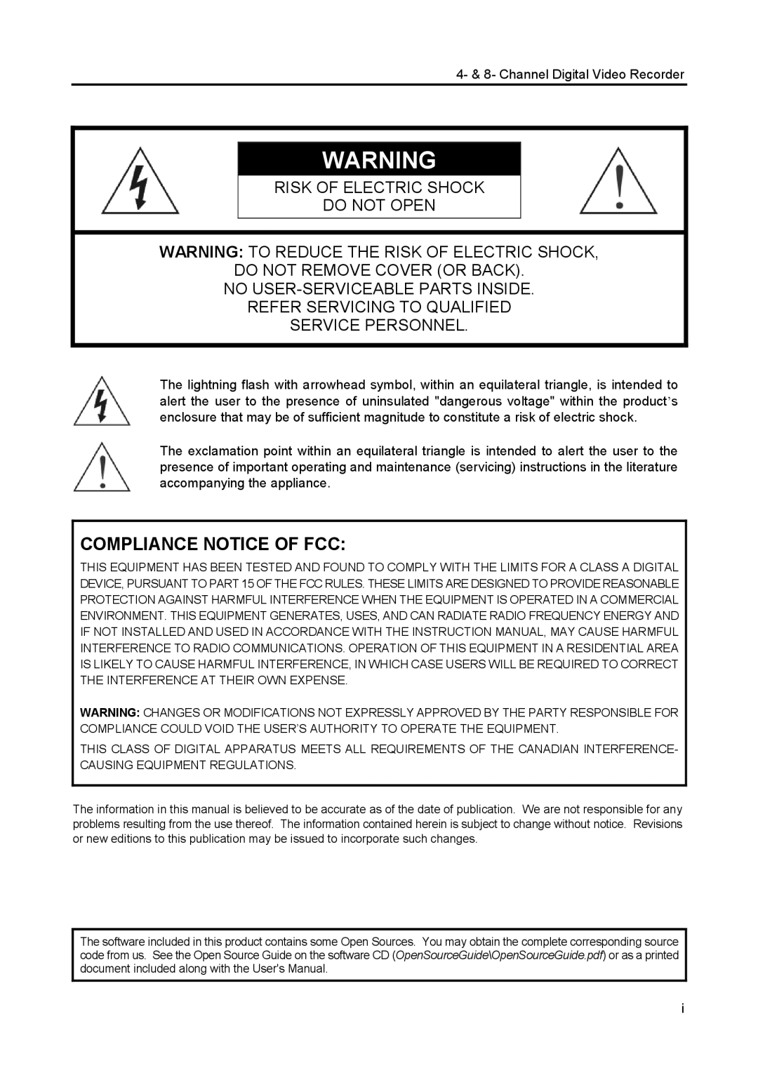 Speco Technologies CS4, CS8 manual Compliance Notice of FCC 