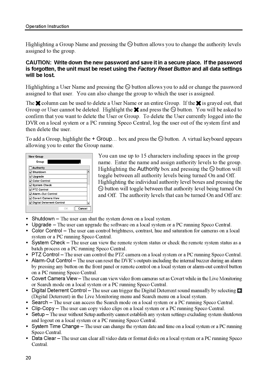 Speco Technologies CS8, CS4 manual Operation Instruction 