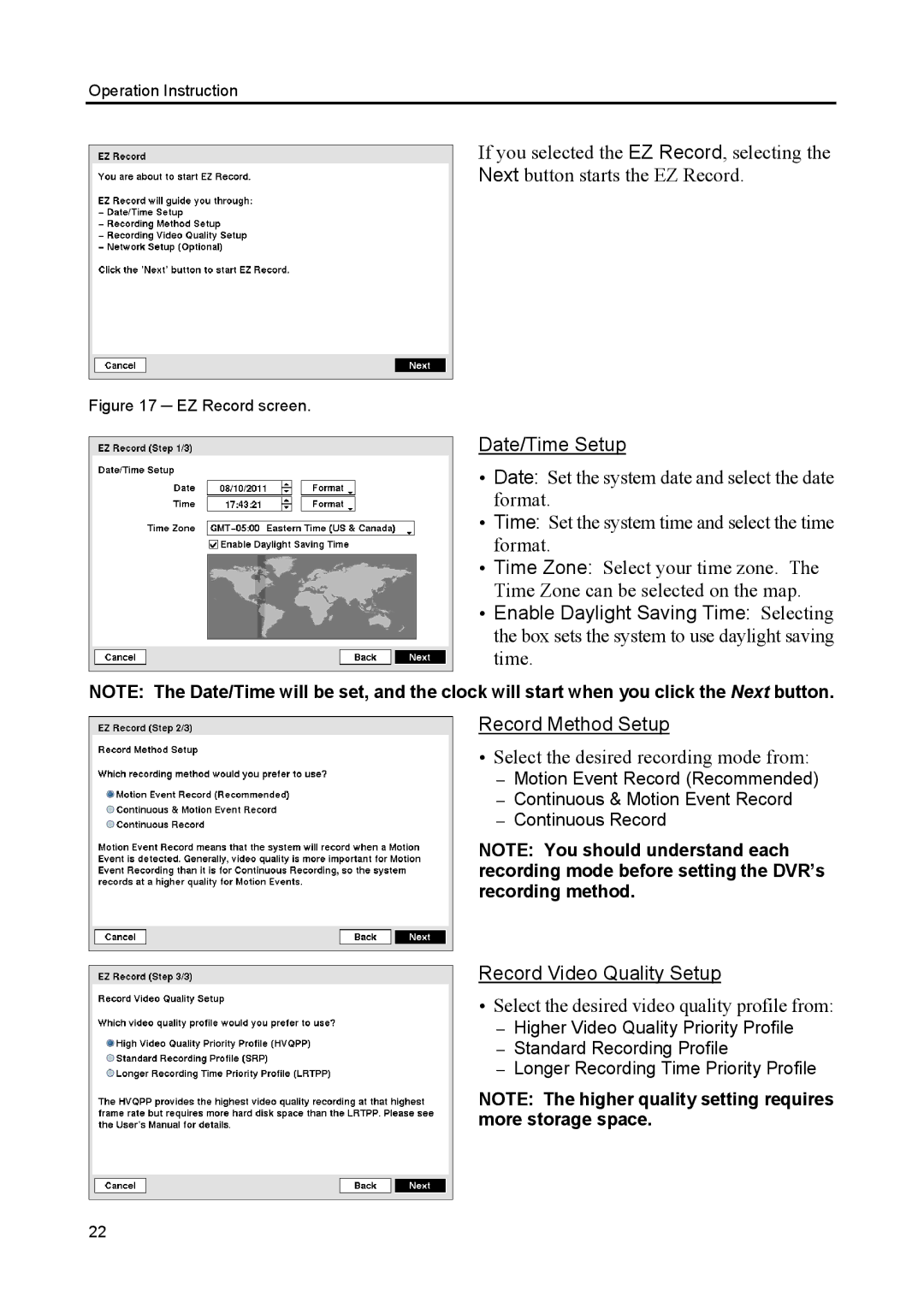 Speco Technologies CS8, CS4 manual Date/Time Setup 