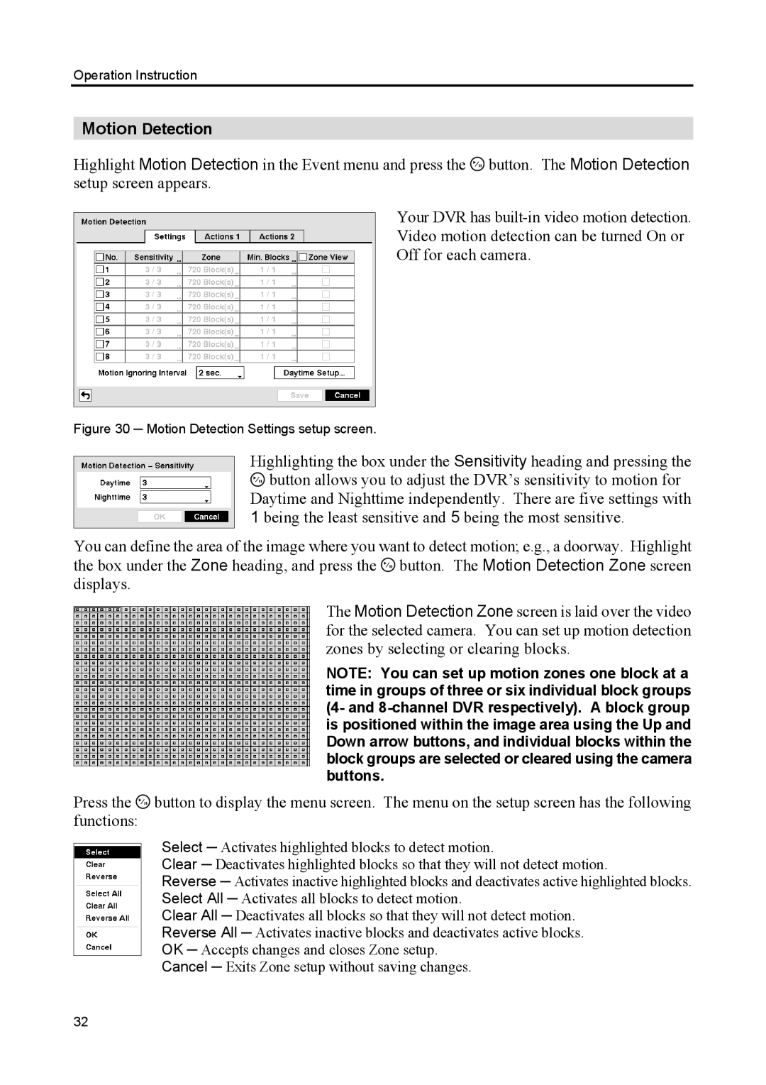 Speco Technologies CS8, CS4 manual Motion Detection 