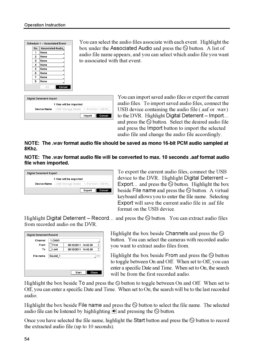 Speco Technologies CS8, CS4 manual Operation Instruction 