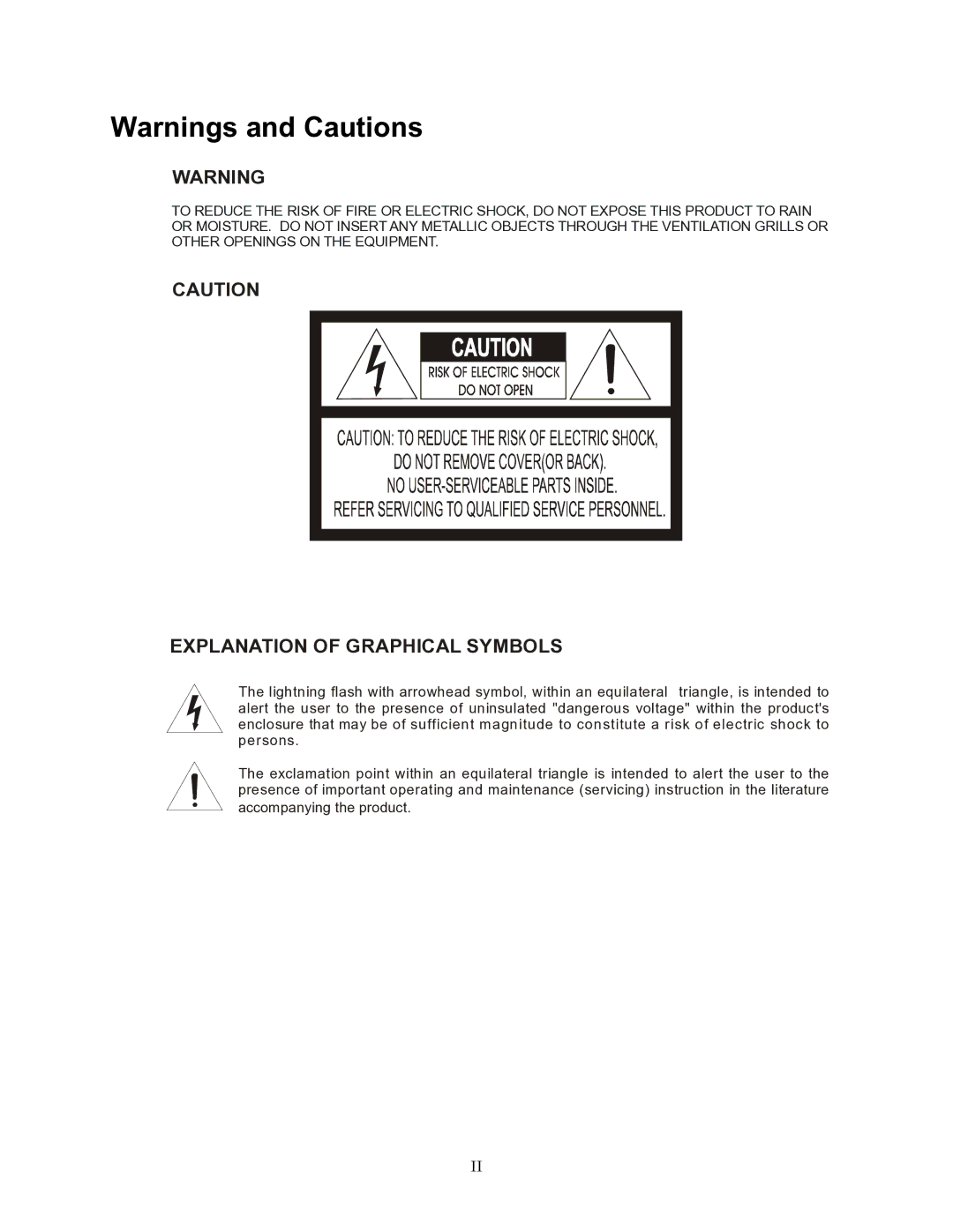 Speco Technologies CVC-927PTZ instruction manual Explanation of Graphical Symbols 