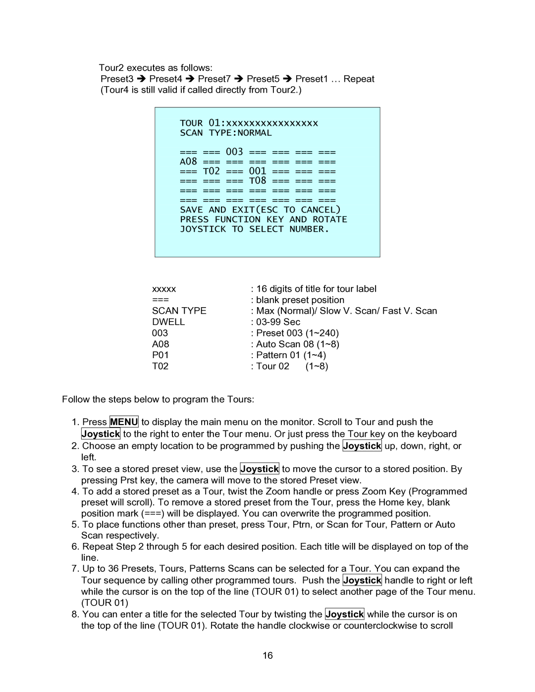 Speco Technologies CVC-927PTZ instruction manual Scan Type, Dwell 