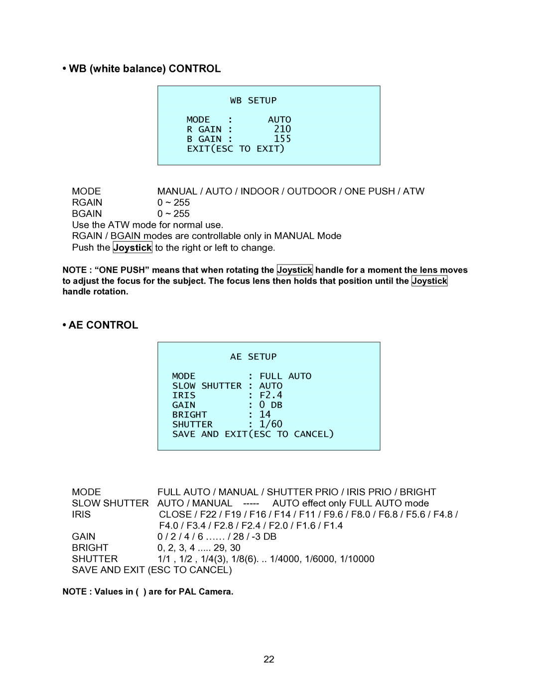 Speco Technologies CVC-927PTZ instruction manual AE Control 