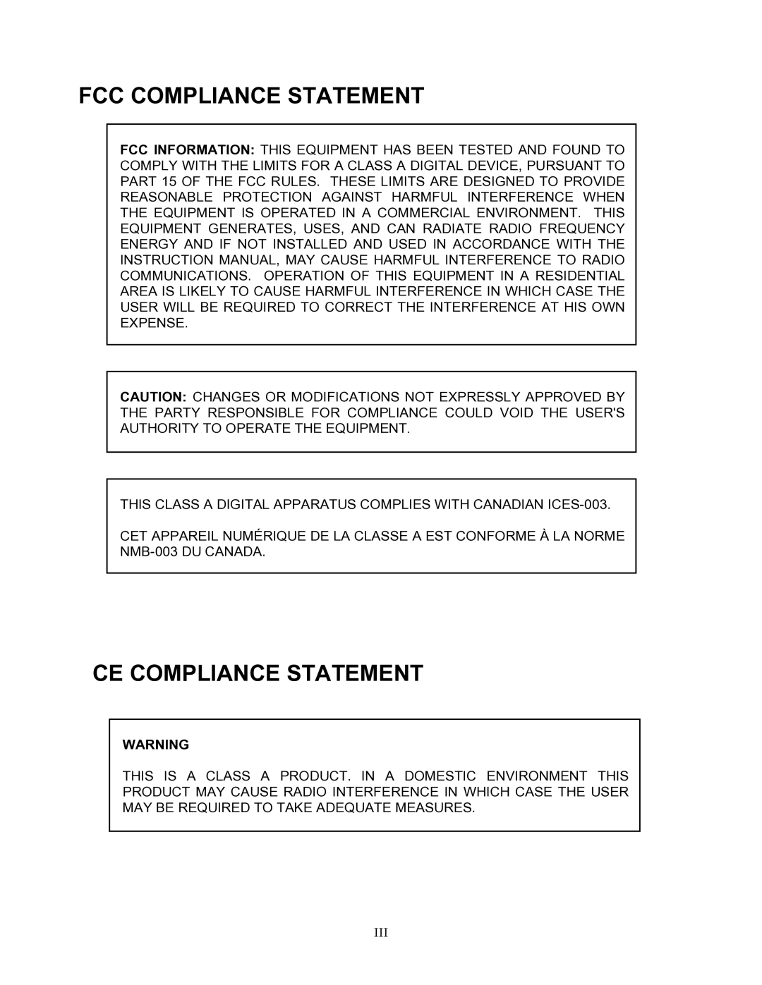 Speco Technologies CVC-927PTZ instruction manual FCC Compliance Statement 