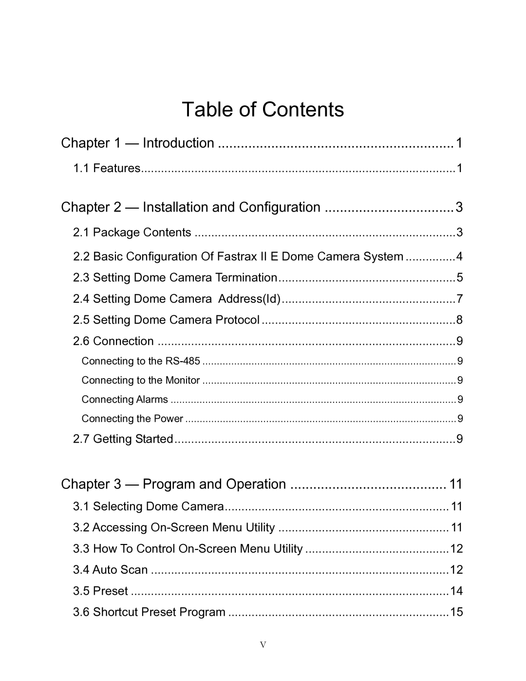 Speco Technologies CVC-927PTZ instruction manual Table of Contents 