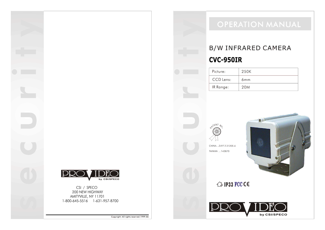 Speco Technologies CVC-950IR manual 