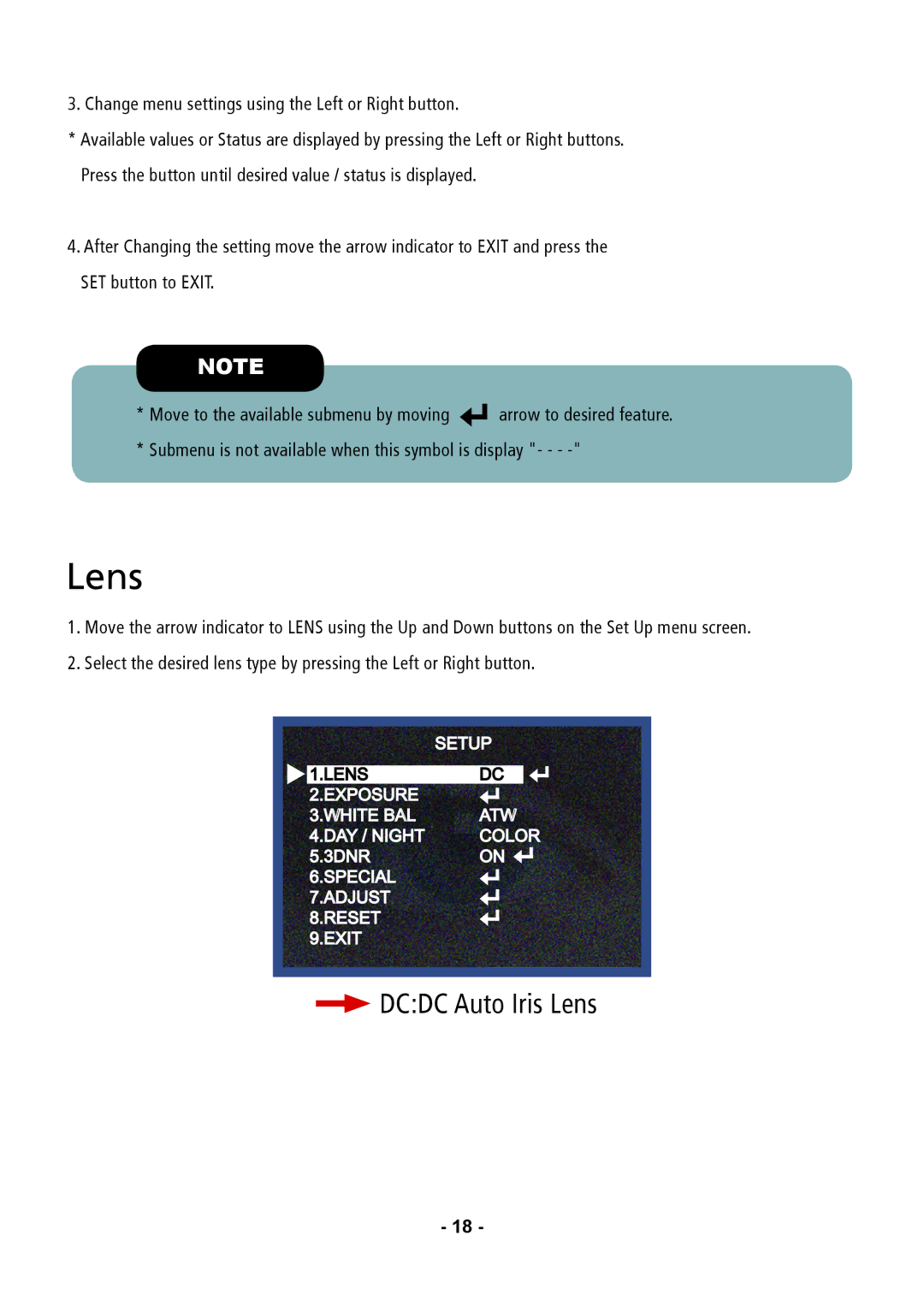 Speco Technologies CVC5835DNVW, CVC5935DNVW, CVC5735DNVW instruction manual Lens 