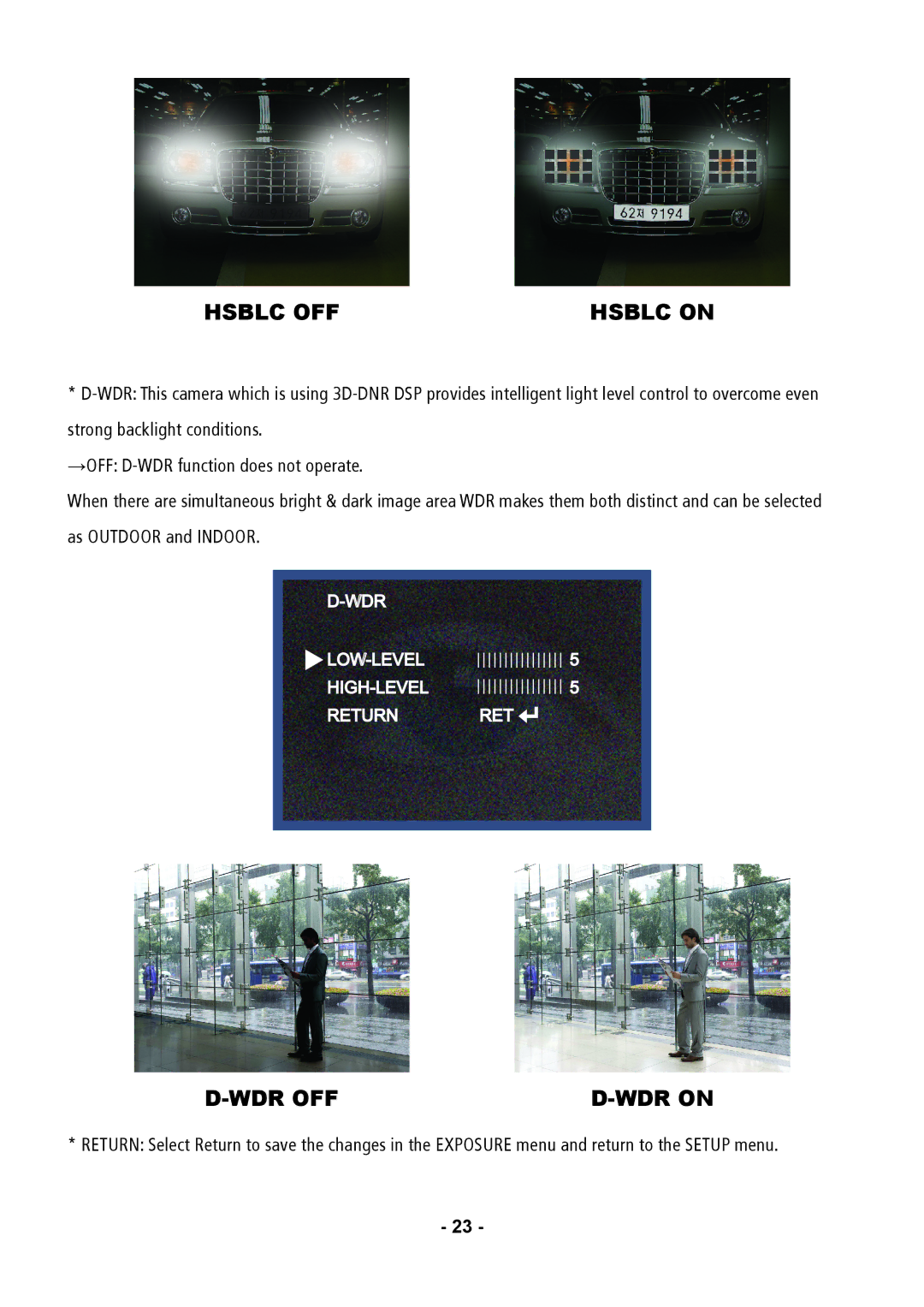 Speco Technologies CVC5835DNVW, CVC5935DNVW, CVC5735DNVW instruction manual Hsblc OFF 