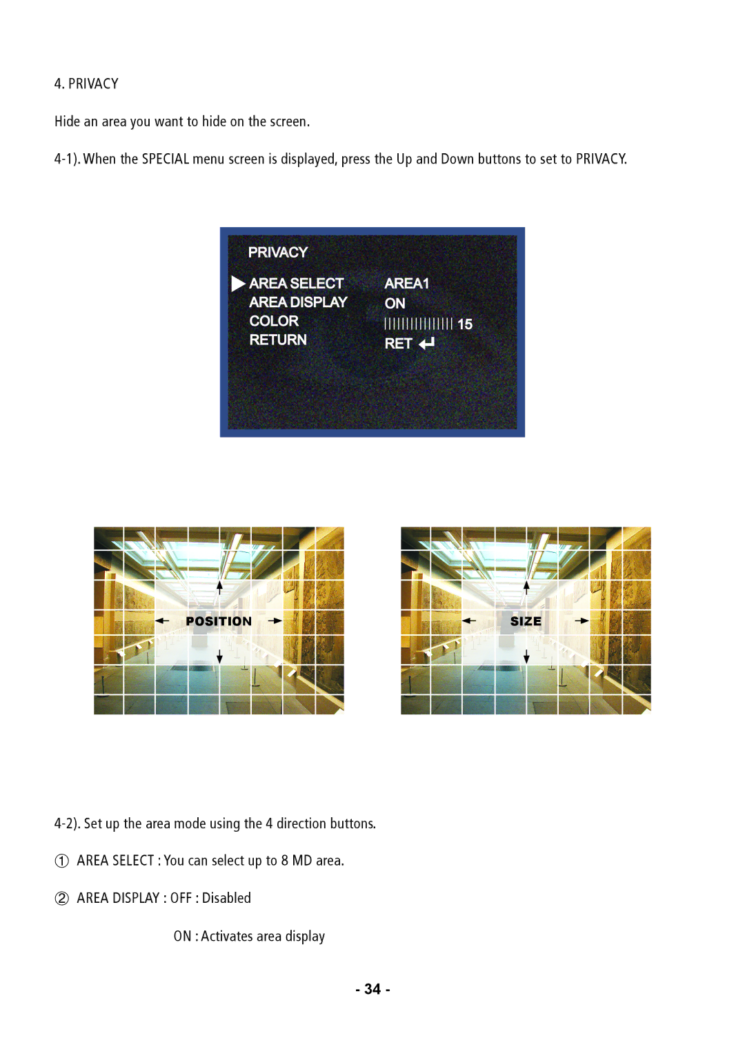 Speco Technologies CVC5735DNVW, CVC5835DNVW, CVC5935DNVW instruction manual Privacy 