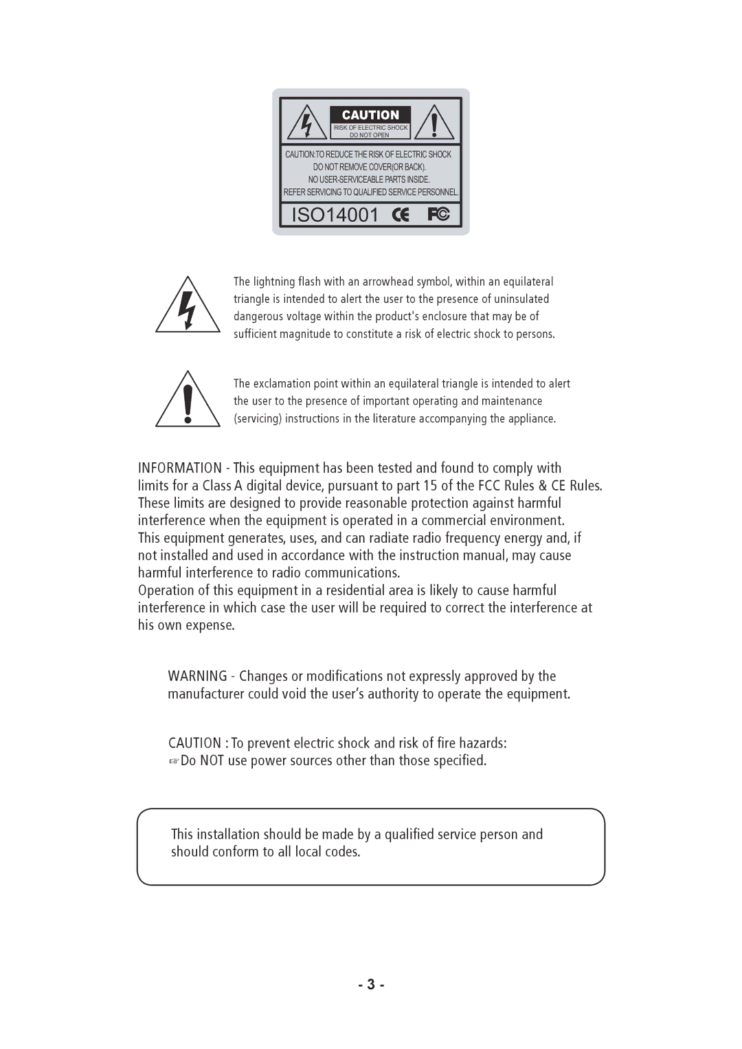 Speco Technologies CVC5835DNVW, CVC5935DNVW, CVC5735DNVW instruction manual ISO14001 