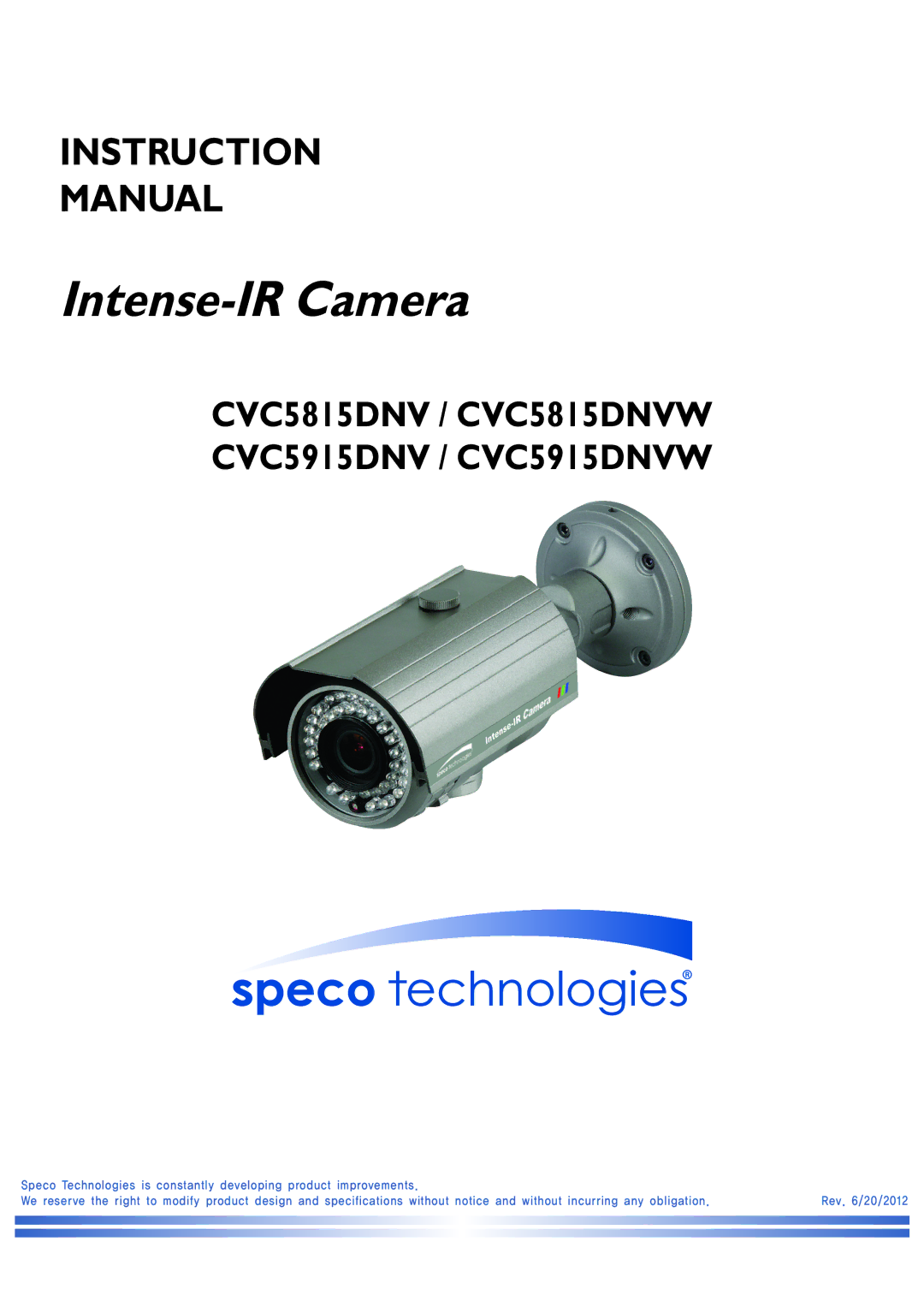 Speco Technologies CVC5915DNVW, CVC5815DNVW instruction manual Intense-IR Camera 