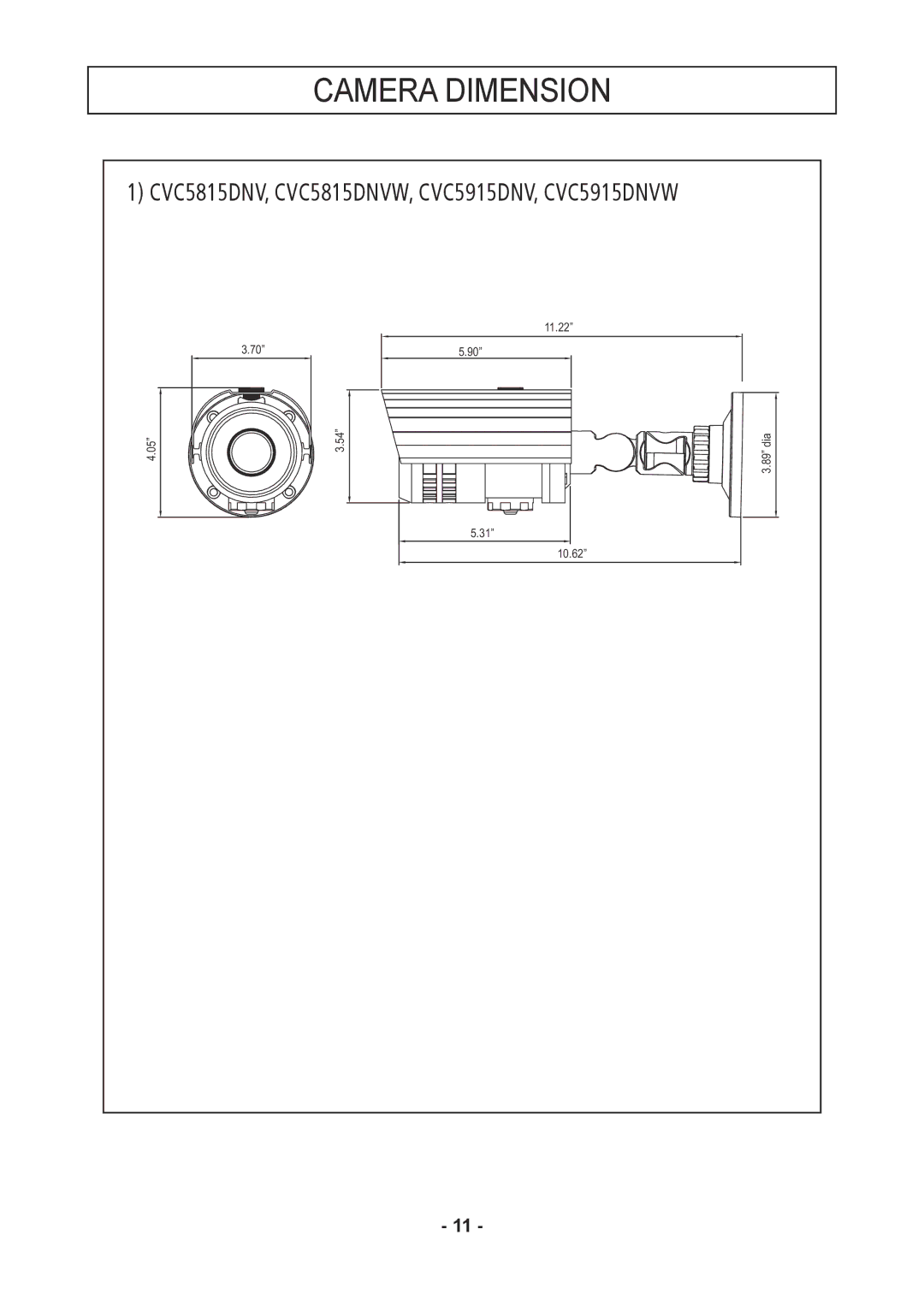 Speco Technologies CVC5915DNVW, CVC5815DNVW instruction manual Camera Dimension 