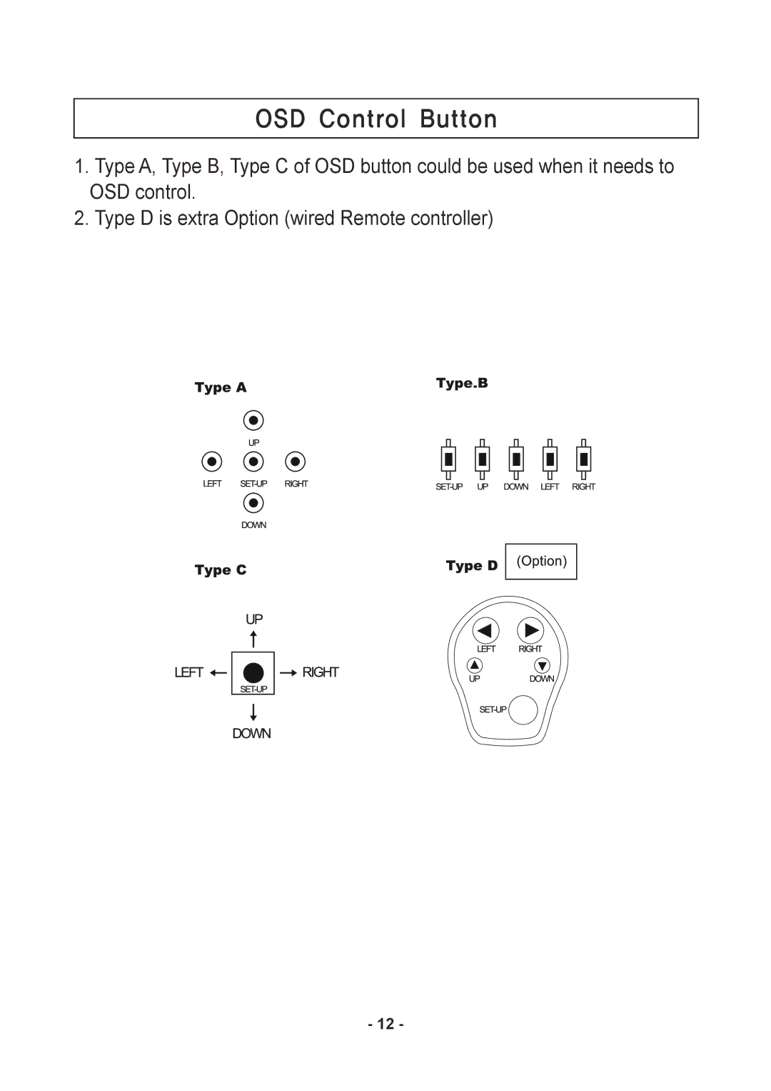 Speco Technologies CVC5915DNVW, CVC5815DNVW instruction manual OSD Control Button 