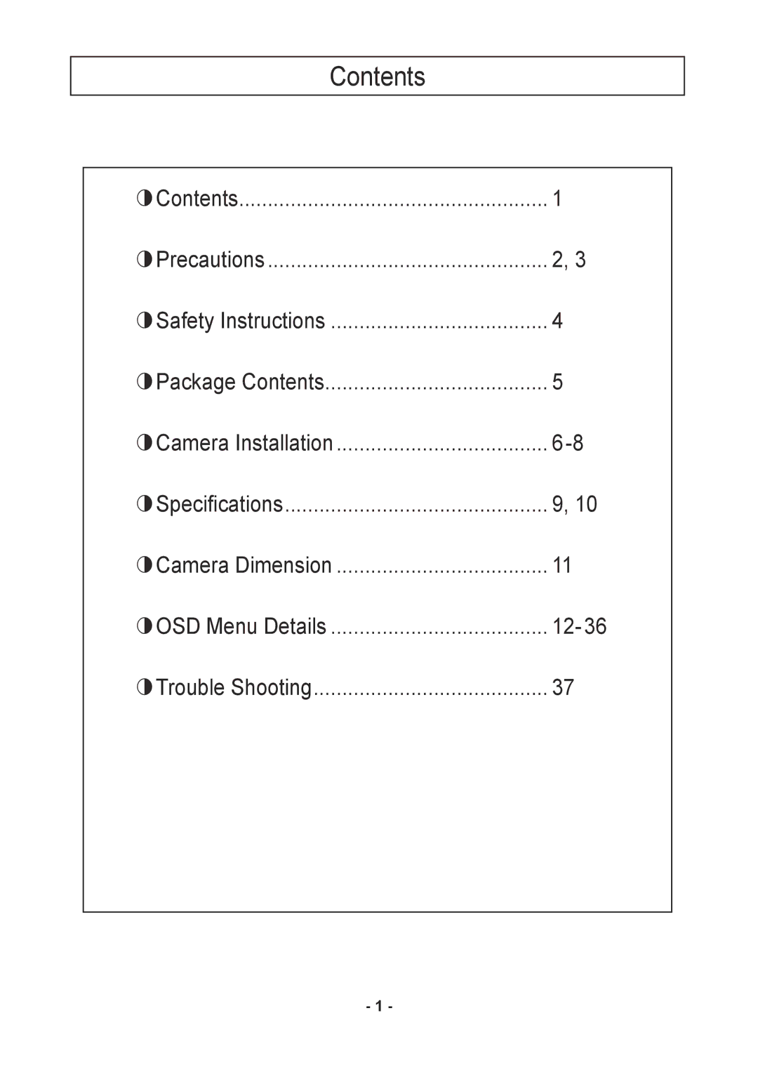 Speco Technologies CVC5915DNVW, CVC5815DNVW instruction manual Contents 