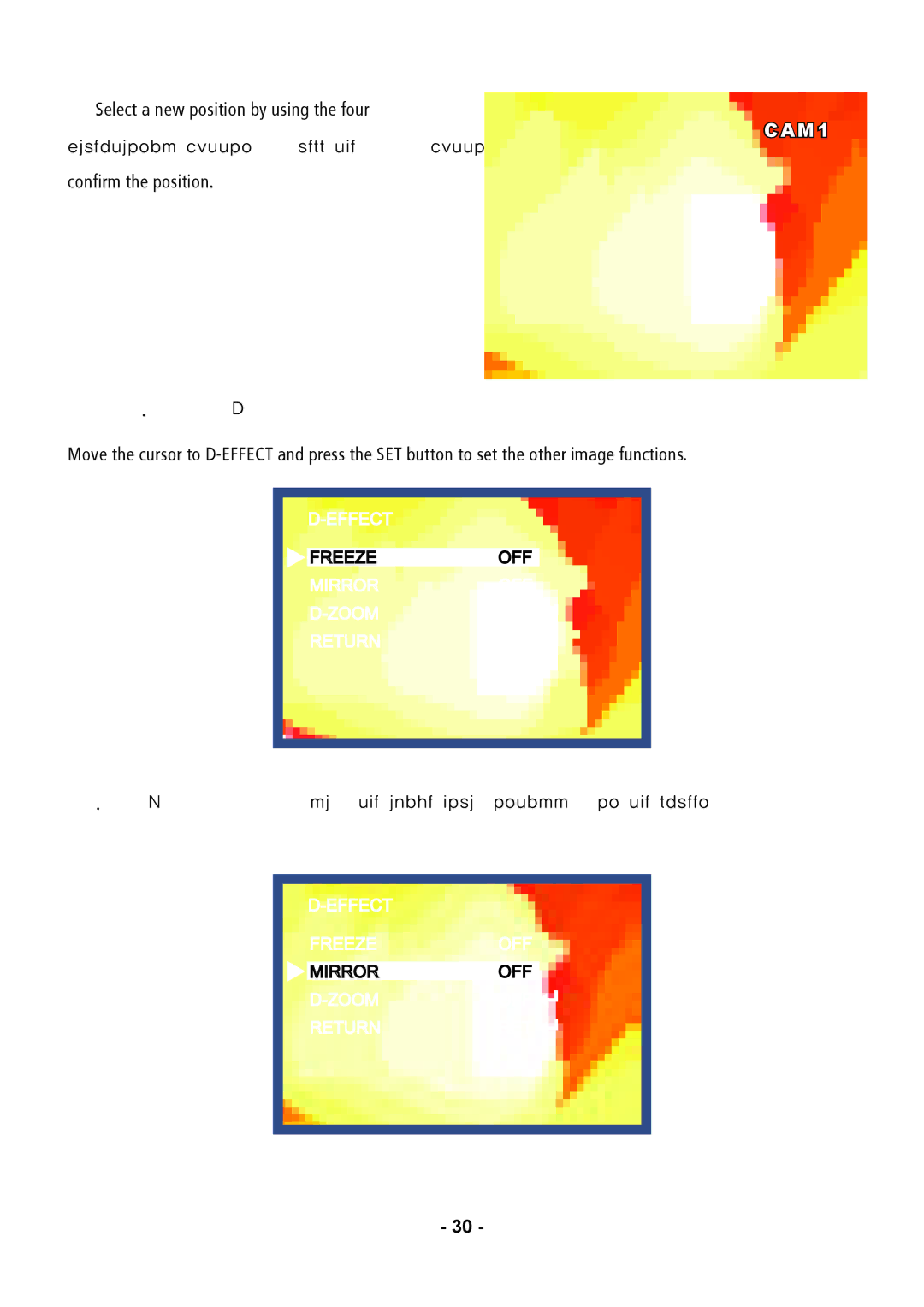 Speco Technologies CVC5945DNVW instruction manual Effect, Mirror Flip the image horizontally on the screen 