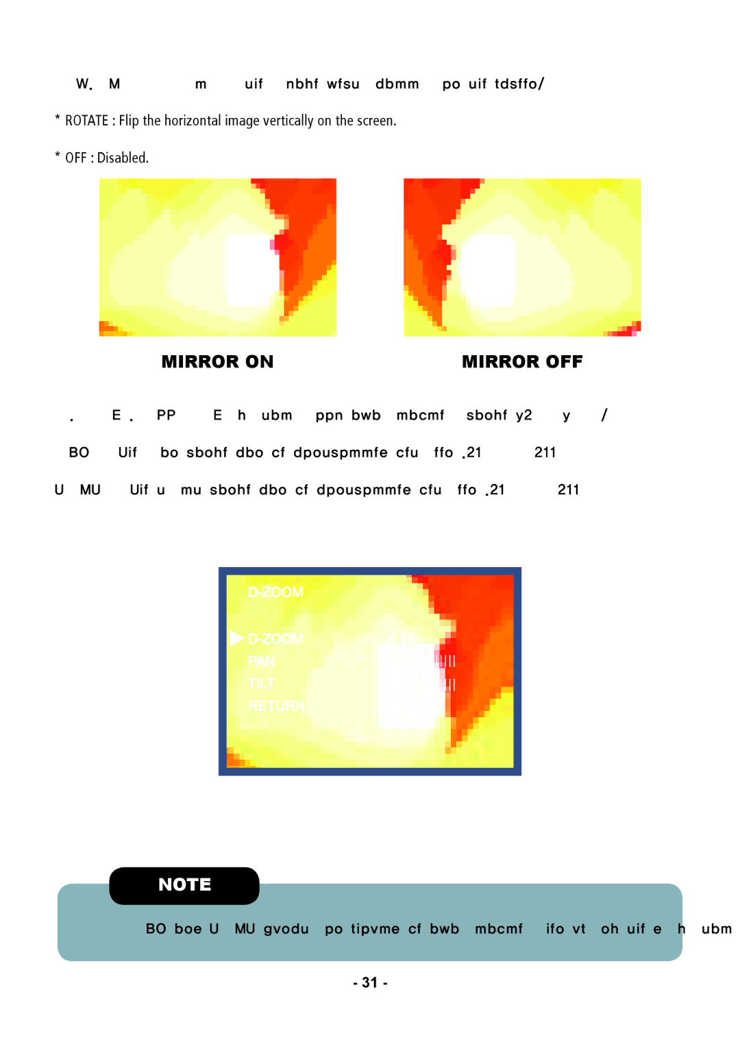 Speco Technologies CVC5945DNVW instruction manual Mirror on 