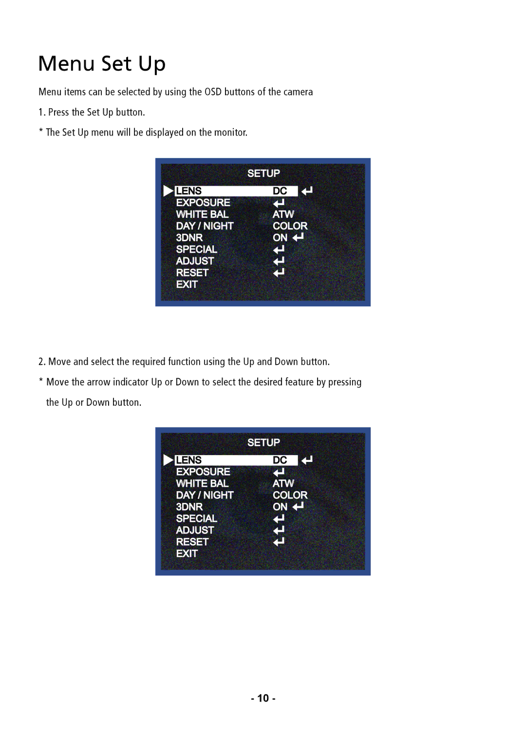 Speco Technologies CVC6146SCFF instruction manual Menu Set Up 