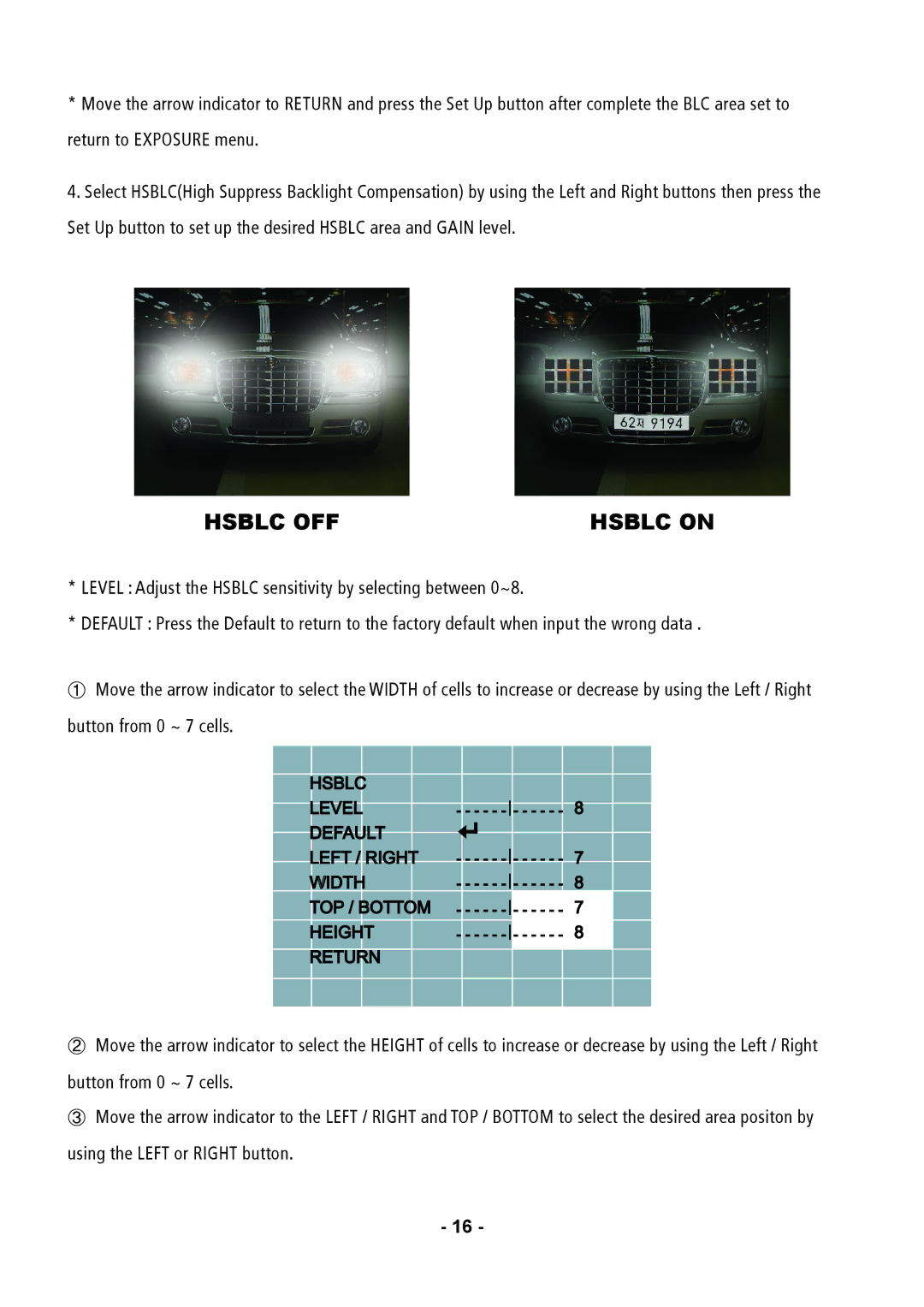 Speco Technologies CVC6146SCFF instruction manual Hsblc OFF 