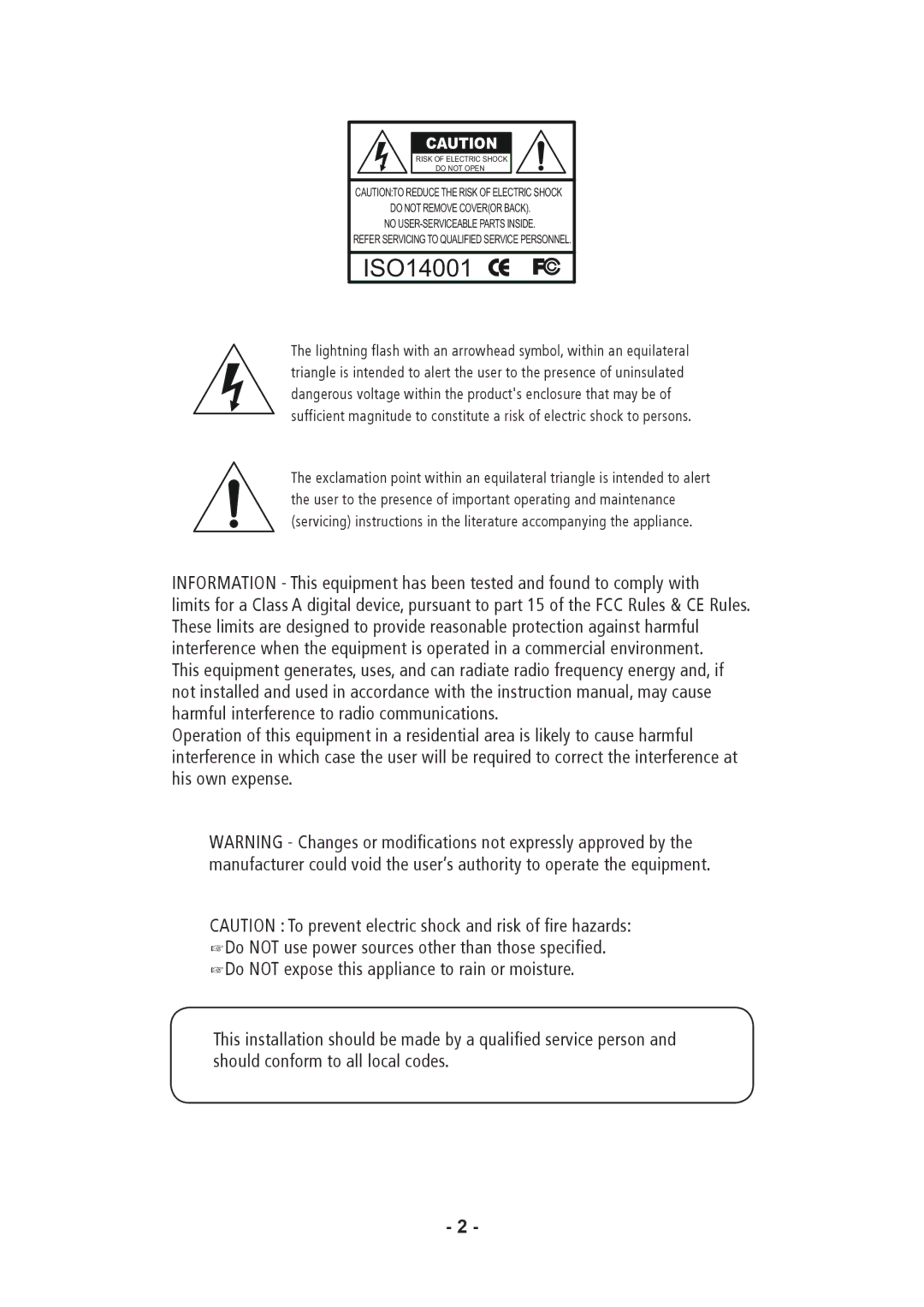 Speco Technologies CVC6146SCFF instruction manual ISO14001 