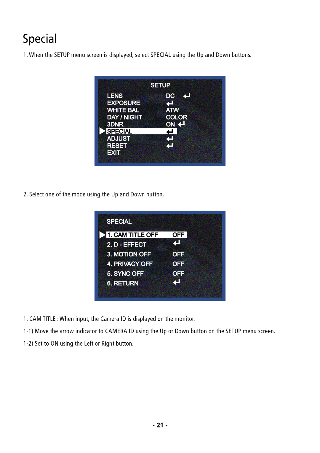 Speco Technologies CVC6146SCFF instruction manual Special 