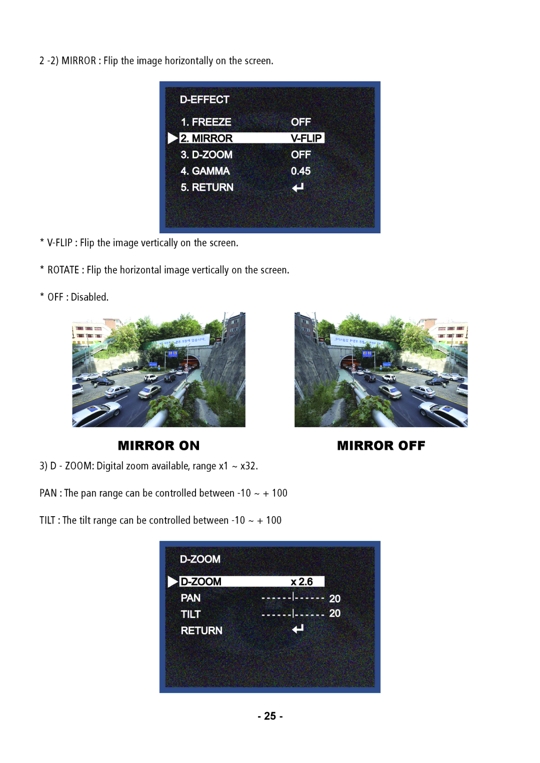 Speco Technologies CVC6146SCFF instruction manual Mirror on 