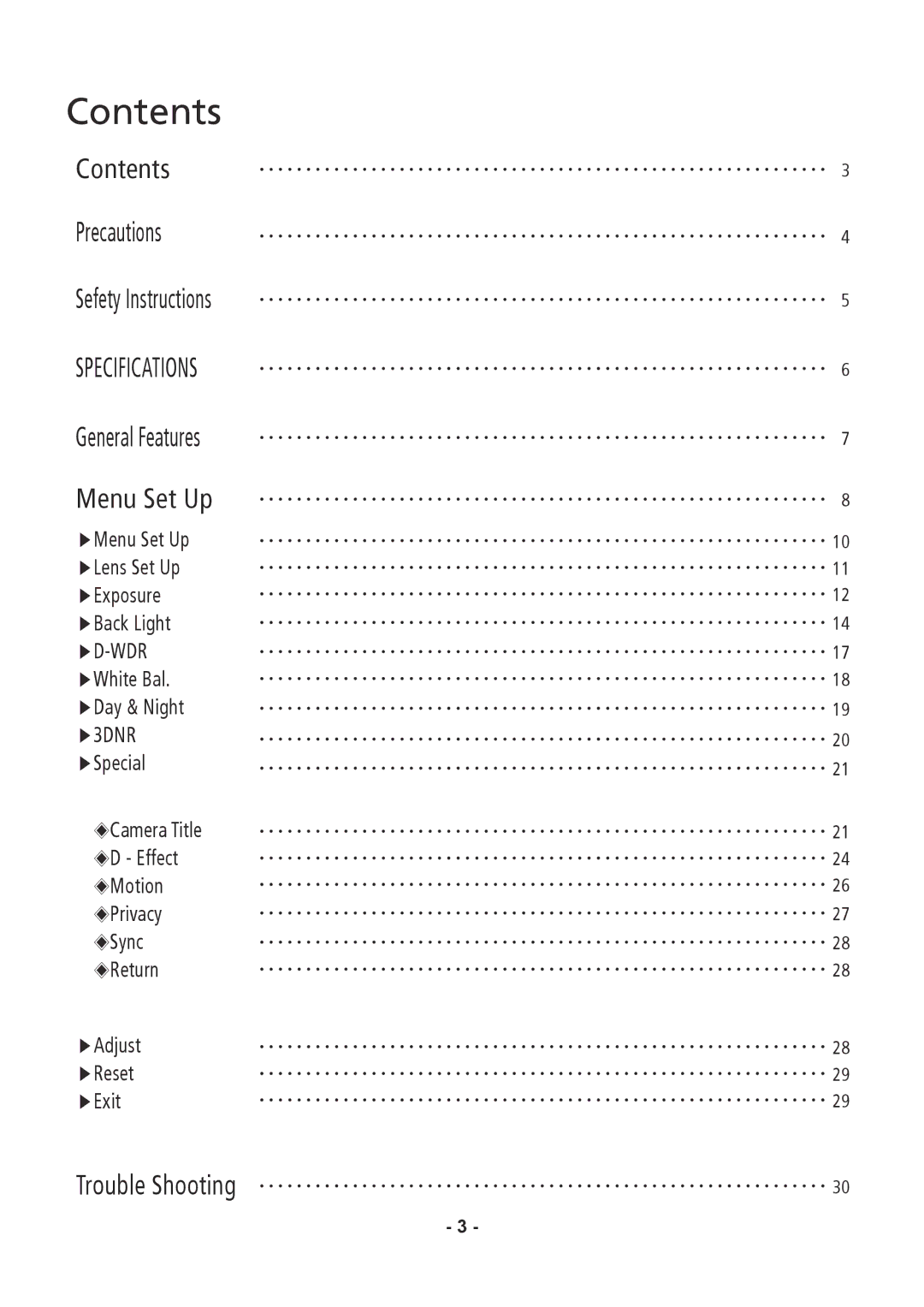 Speco Technologies CVC6146SCFF instruction manual Contents 