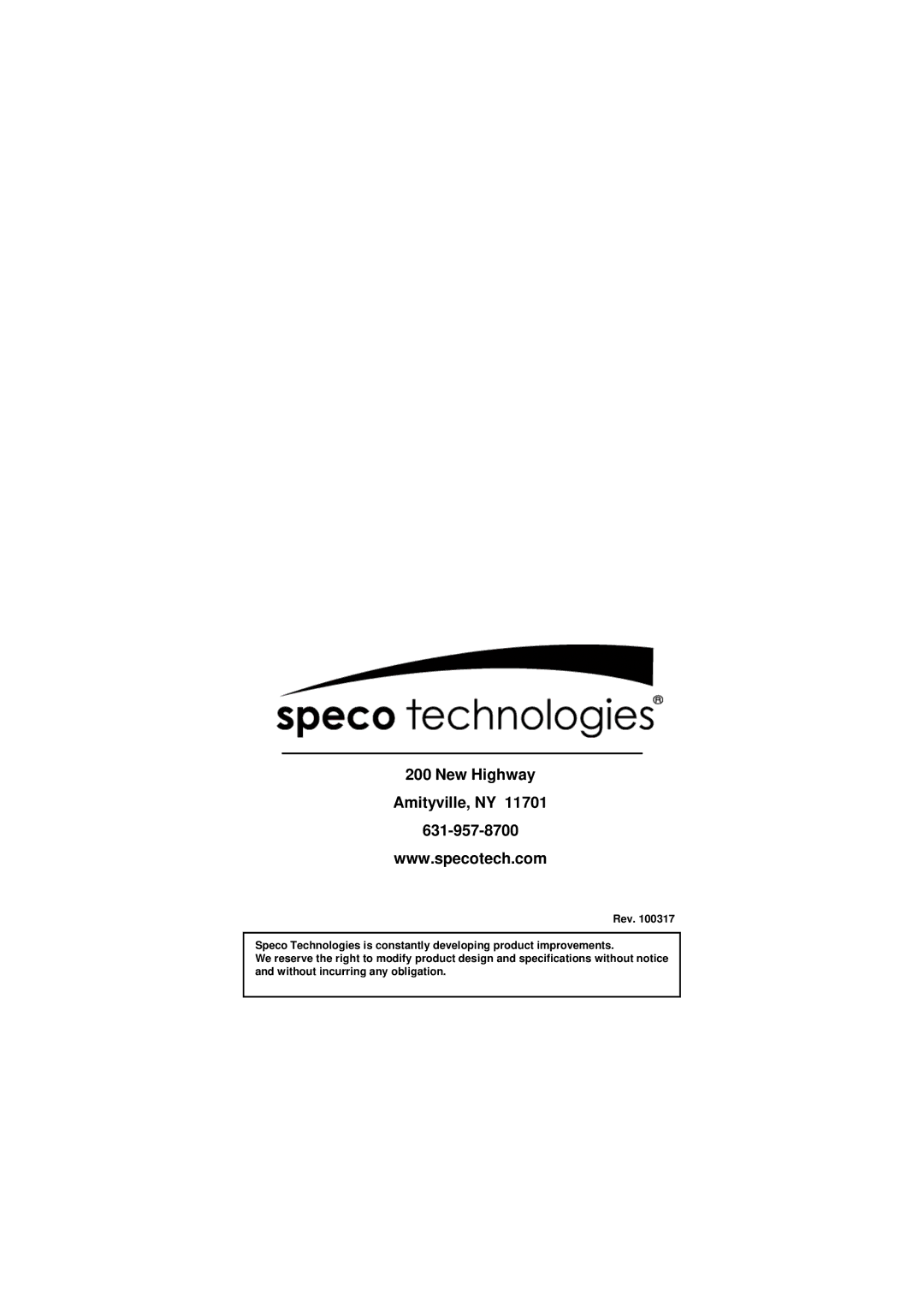 Speco Technologies CVC624WDR manual New Highway Amityville, NY 