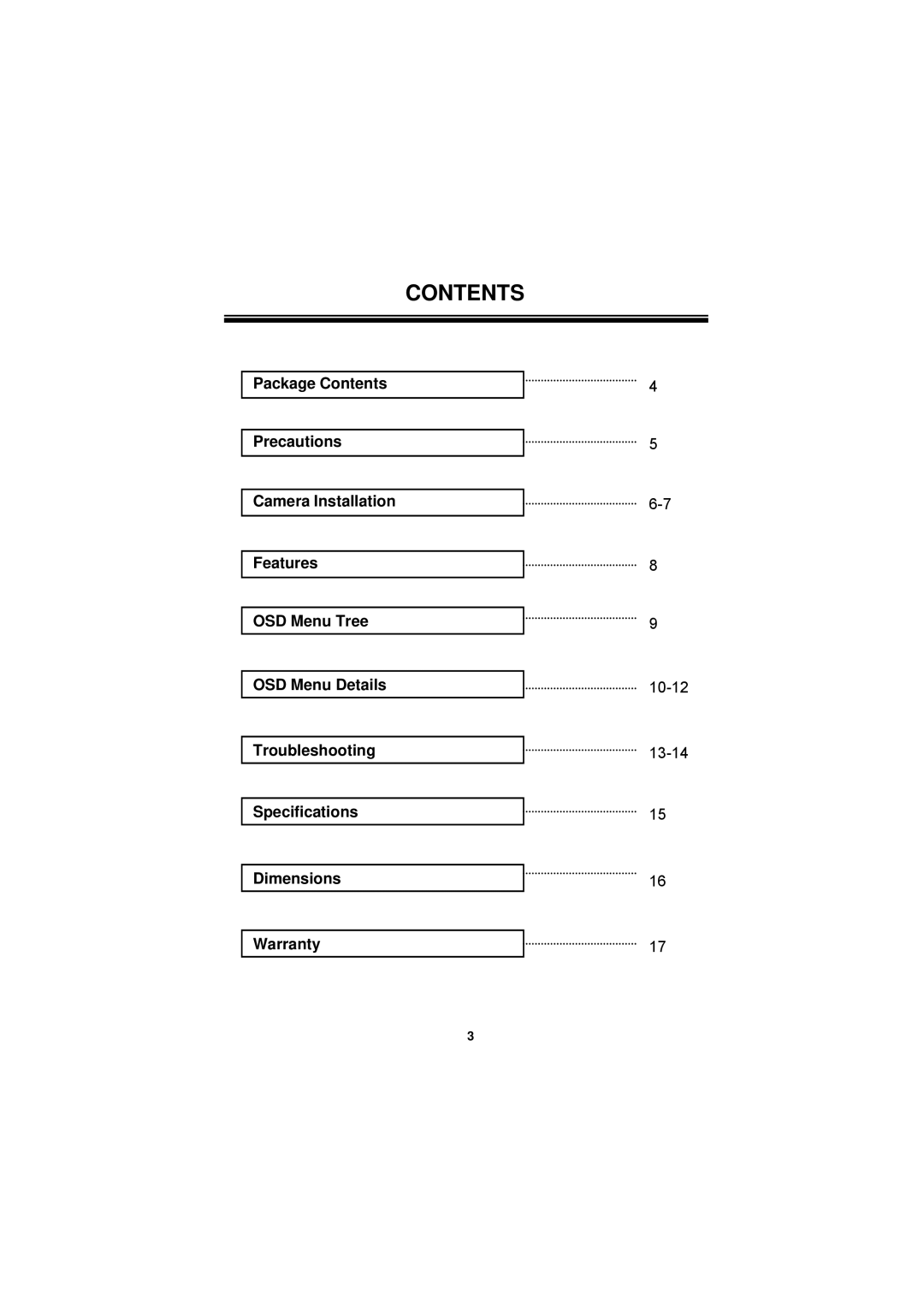 Speco Technologies CVC624WDR manual Contents 