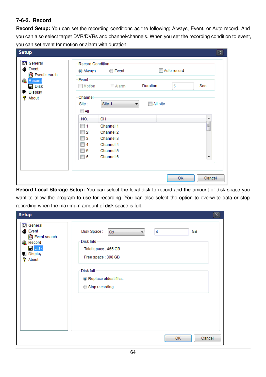 Speco Technologies D4RS, D16RS, D8RS manual Record 