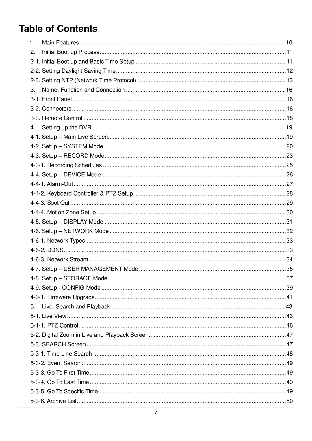 Speco Technologies D4RS, D16RS, D8RS manual Table of Contents 