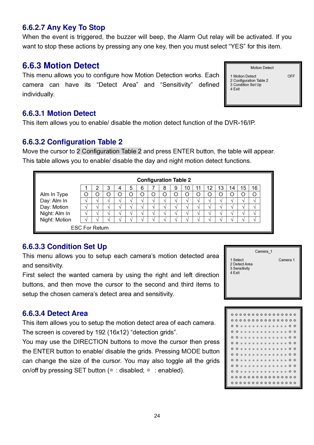 Speco Technologies DVR-16/IP user manual Motion Detect 