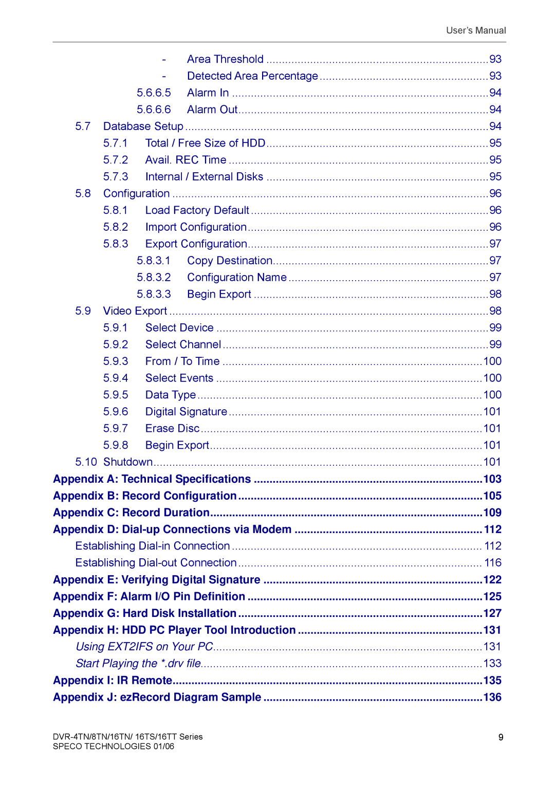 Speco Technologies DVR-4TN, DVR-8TN, DVR-16TS, DVR-16TN, DVR-16TT manual 103 